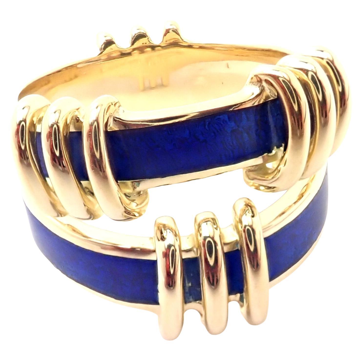 Tiffany & Co. Jean Schlumberger Blue Enamel Yellow Gold Band Ring