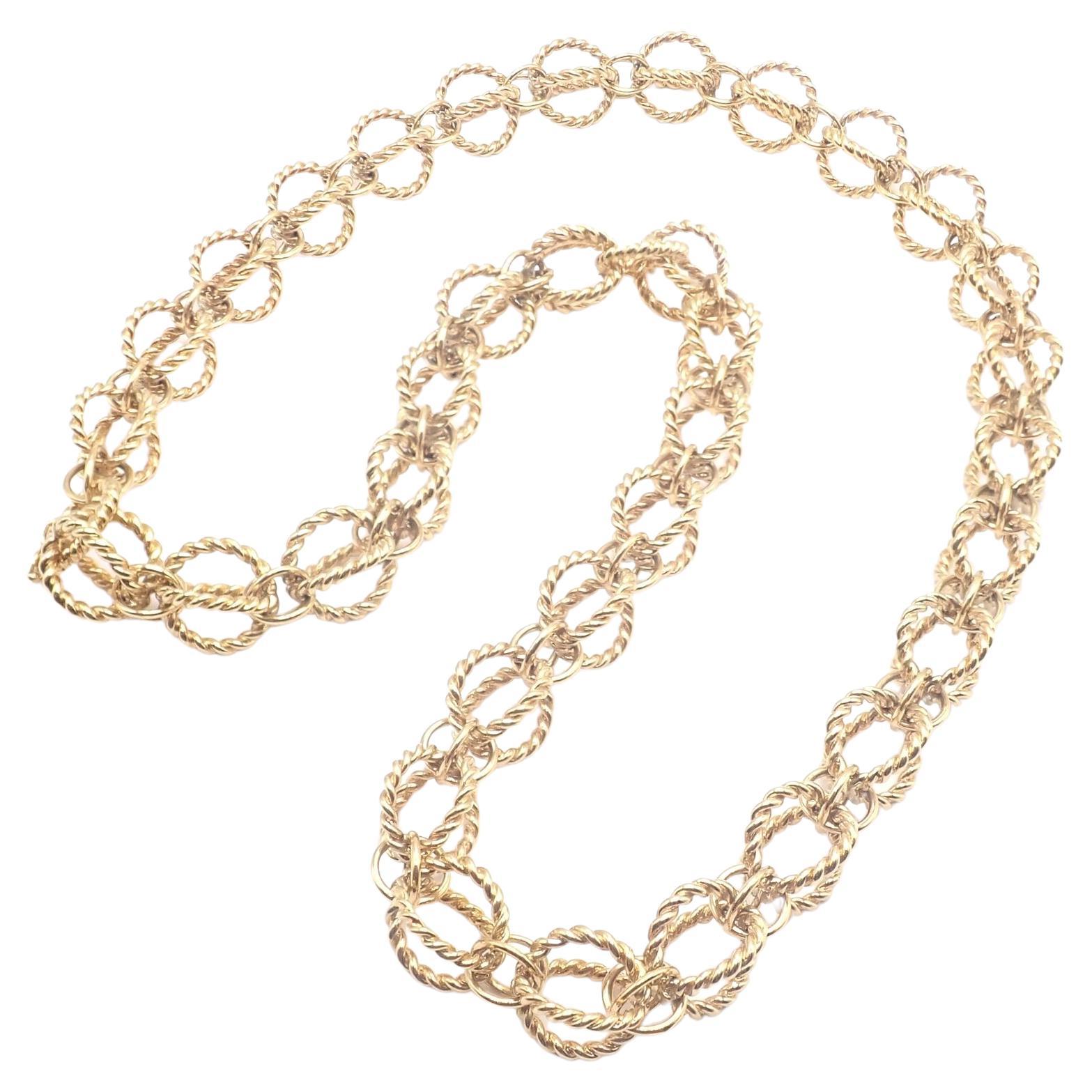 Tiffany & Co Jean Schlumberger Circle Rope Long Link Yellow Gold Necklace For Sale