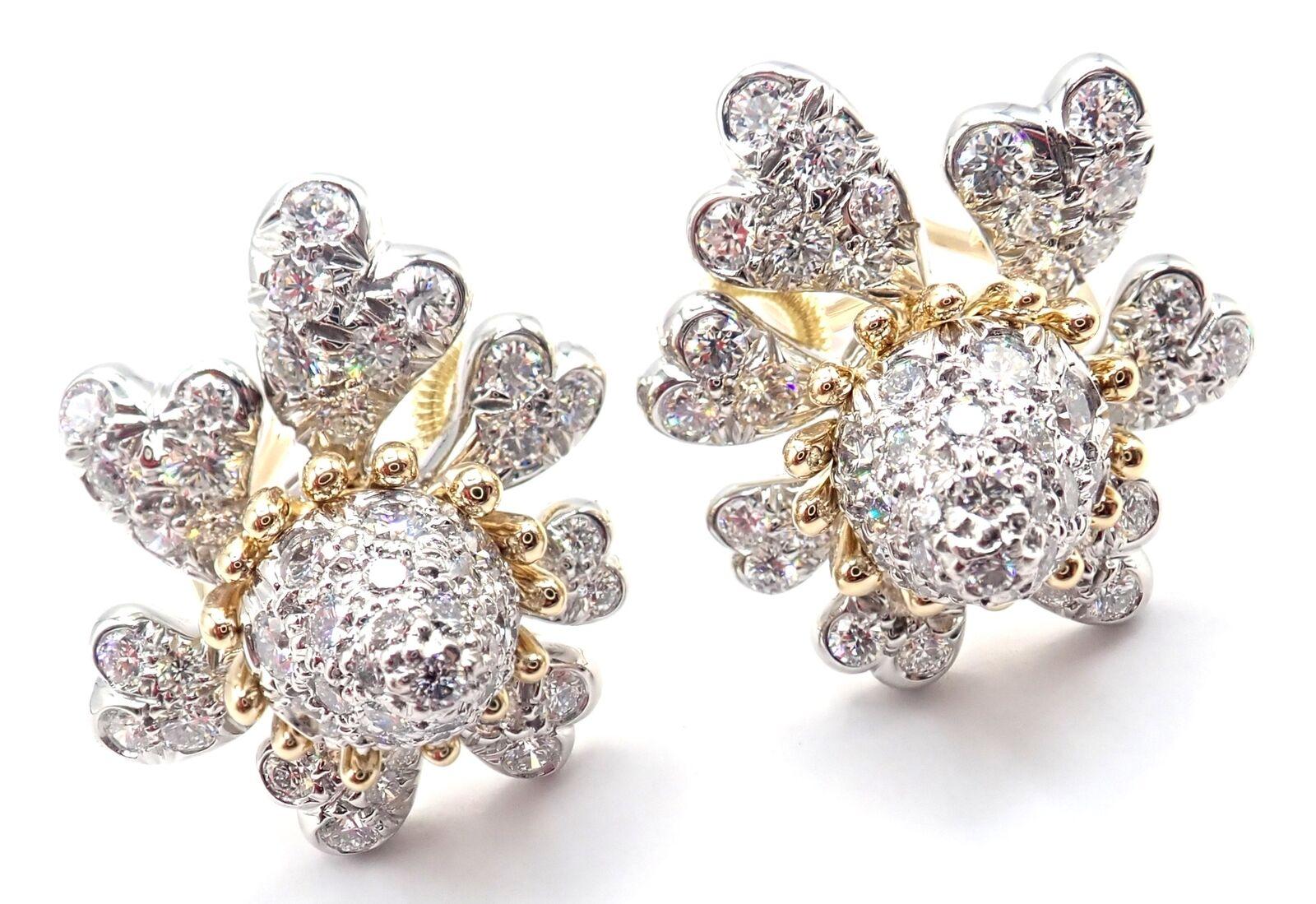 Tiffany & Co. Boucles d'oreilles Jean Schlumberger en or et platine avec cônes et pétales de diamants en vente 6