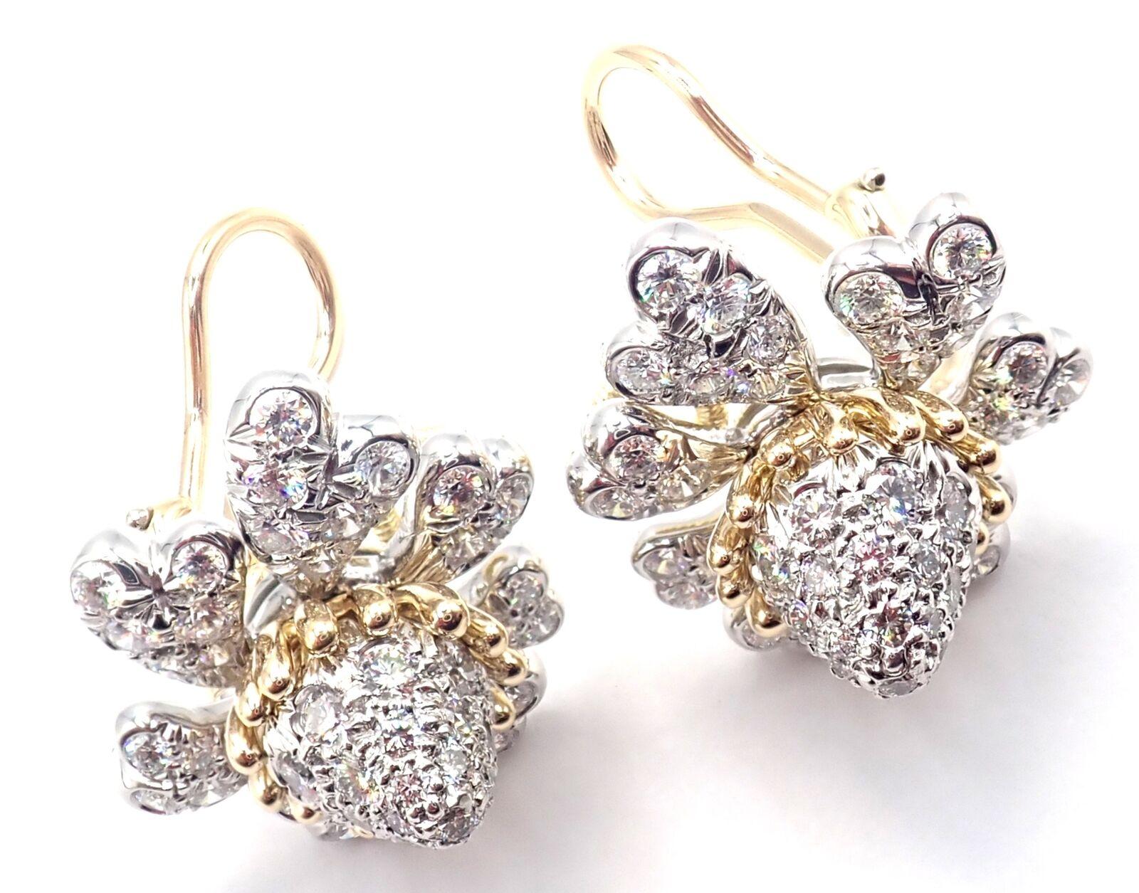 Tiffany & Co. Boucles d'oreilles Jean Schlumberger en or et platine avec cônes et pétales de diamants en vente 7