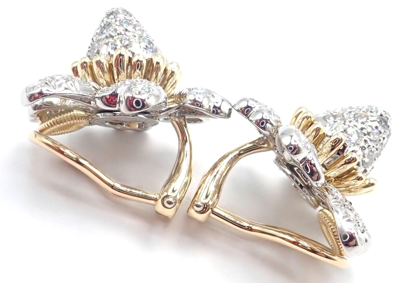 Taille brillant Tiffany & Co. Boucles d'oreilles Jean Schlumberger en or et platine avec cônes et pétales de diamants en vente