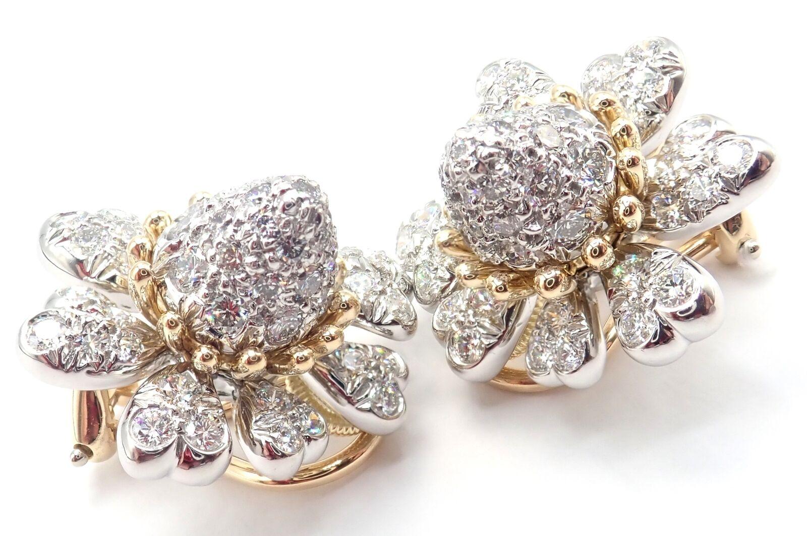 Diamant-Ohrringe aus Gold und Platin von Tiffany & Co Jean Schlumberger mit Kegeln und Blütenblättern für Damen oder Herren im Angebot