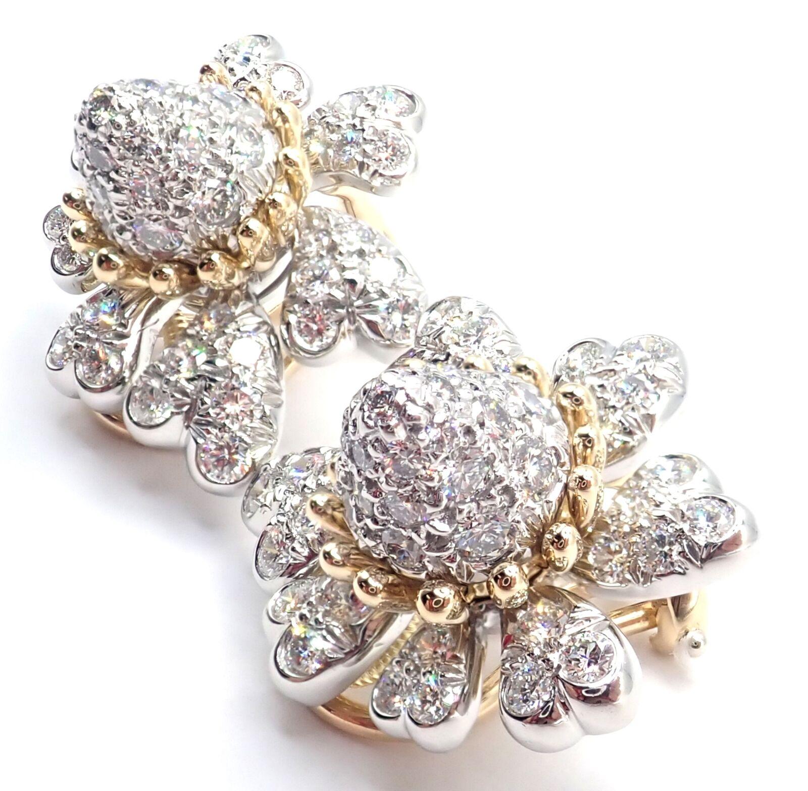 Tiffany & Co. Boucles d'oreilles Jean Schlumberger en or et platine avec cônes et pétales de diamants en vente 1