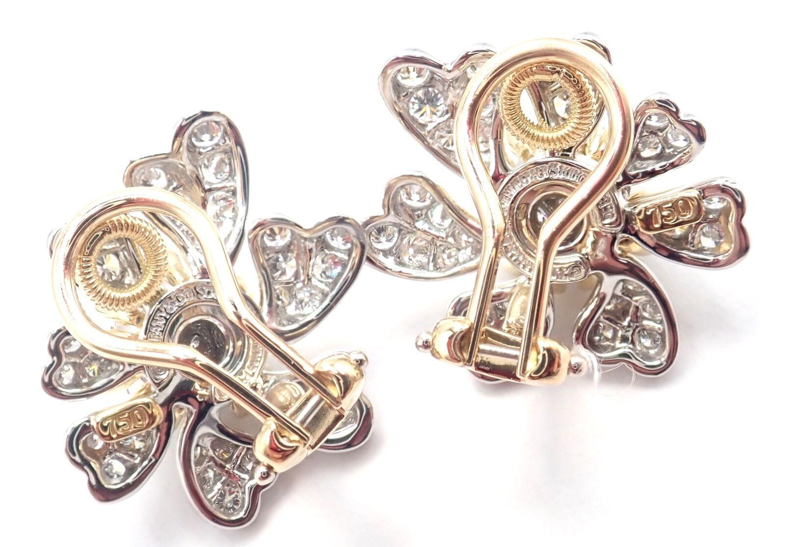 Tiffany & Co. Boucles d'oreilles Jean Schlumberger en or et platine avec cônes et pétales de diamants en vente 2