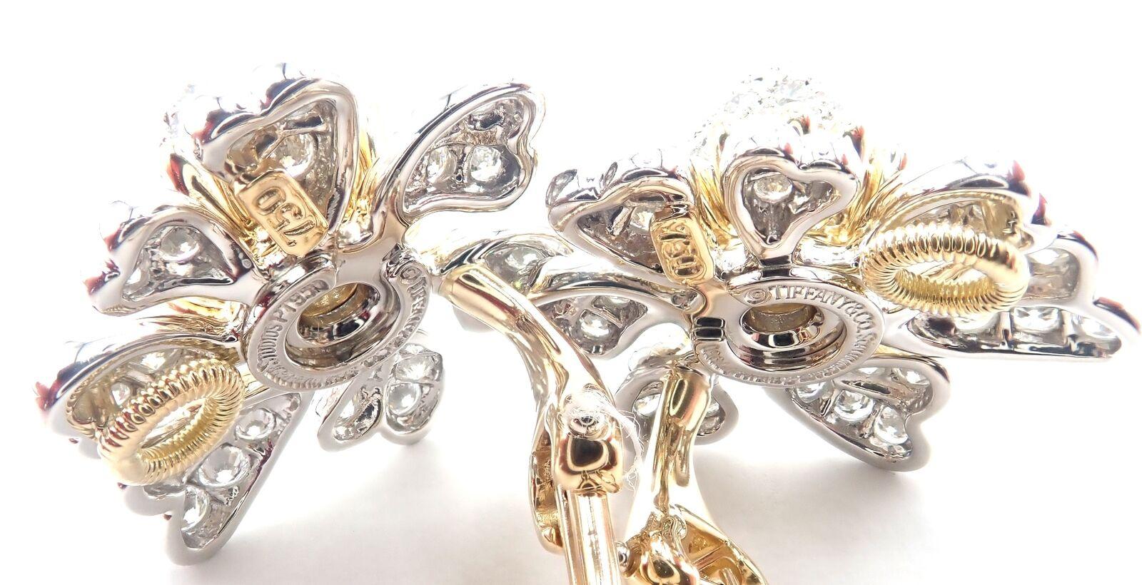 Tiffany & Co. Boucles d'oreilles Jean Schlumberger en or et platine avec cônes et pétales de diamants en vente 4