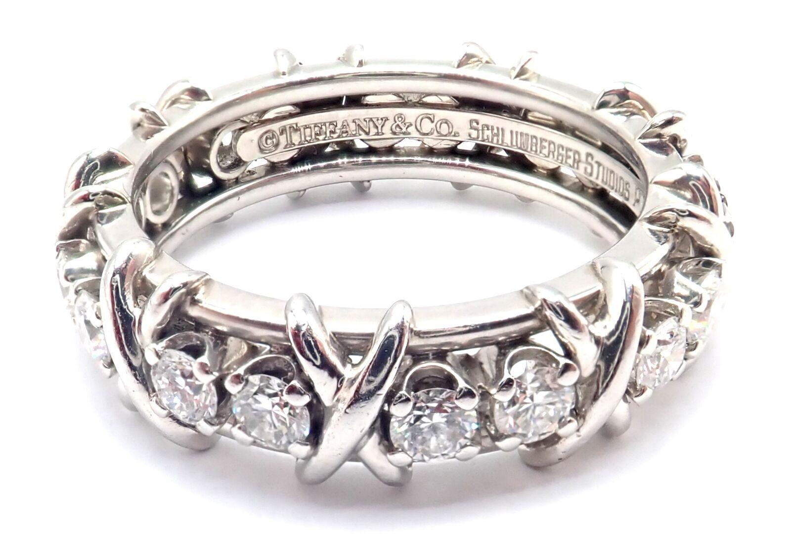 Tiffany & Co. Jean Schlumberger Diamond 16-Stone Platinum Band Ring In Excellent Condition In Holland, PA