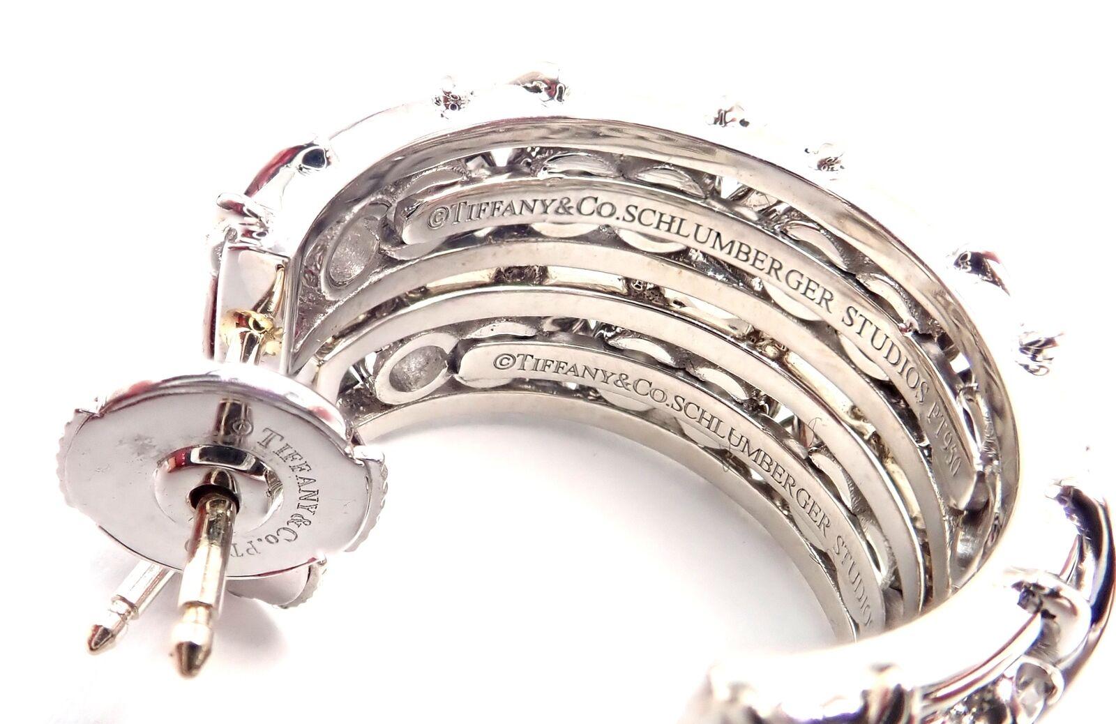 Tiffany & Co. Jean Schlumberger Diamond 20-Stone Platinum Hoop Earrings For Sale 5
