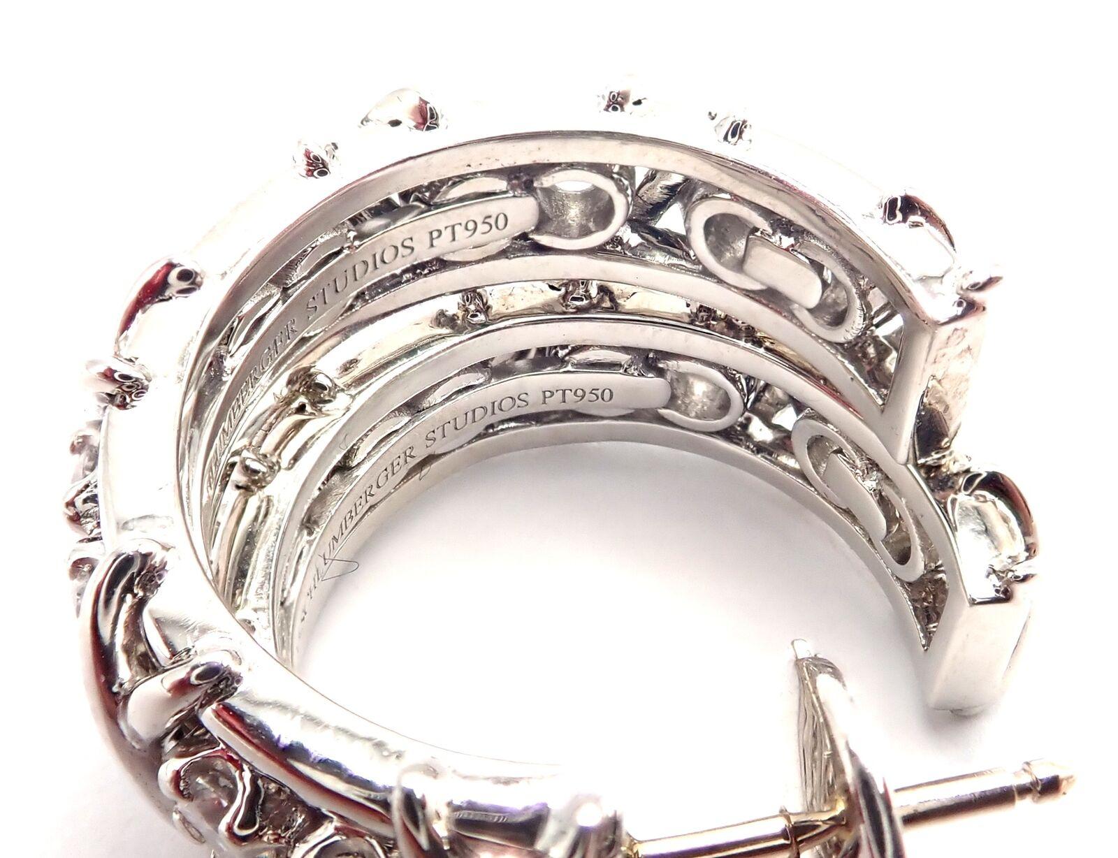 Tiffany & Co. Jean Schlumberger Diamond 20-Stone Platinum Hoop Earrings For Sale 6