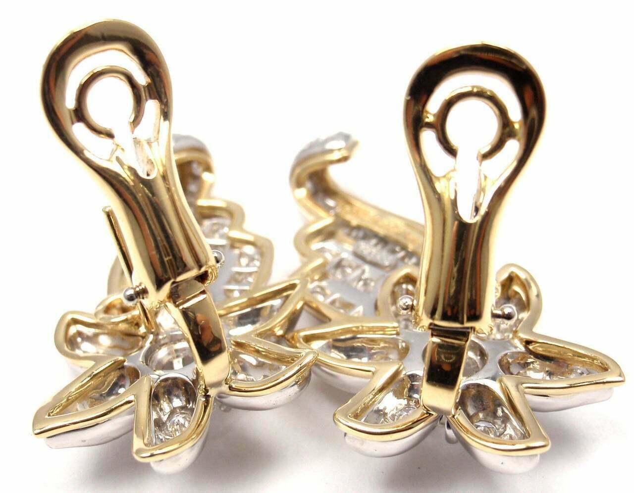Tiffany & Co. Jean Schlumberger Diamond Gold Platinum Flame Earrings 1