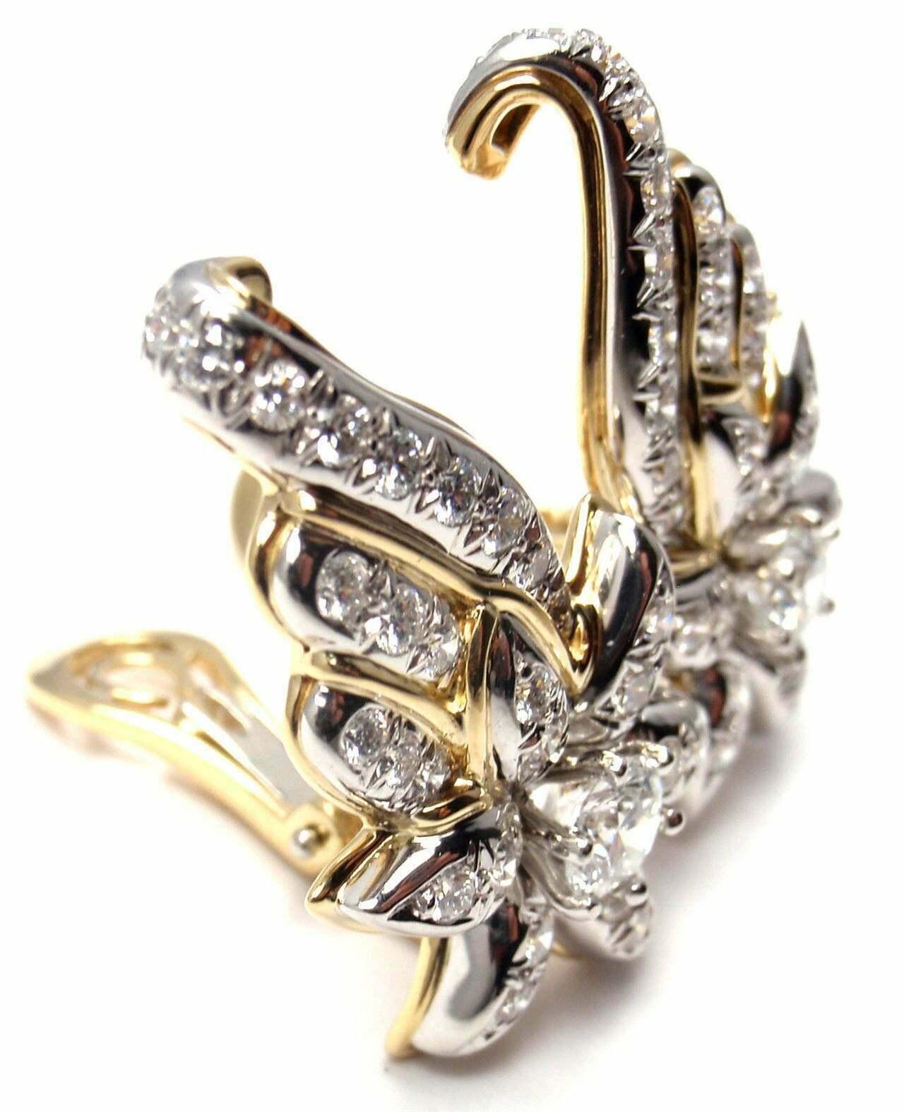 Tiffany & Co. Jean Schlumberger Diamond Gold Platinum Flame Earrings 2