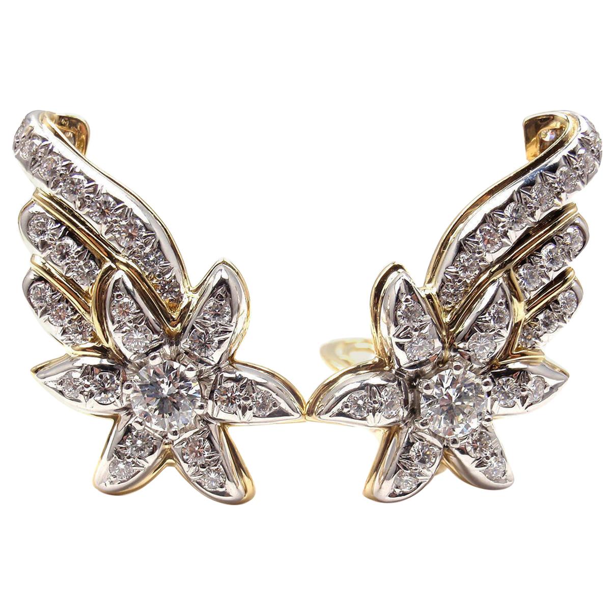 Tiffany & Co. Jean Schlumberger Diamond Gold Platinum Flame Earrings