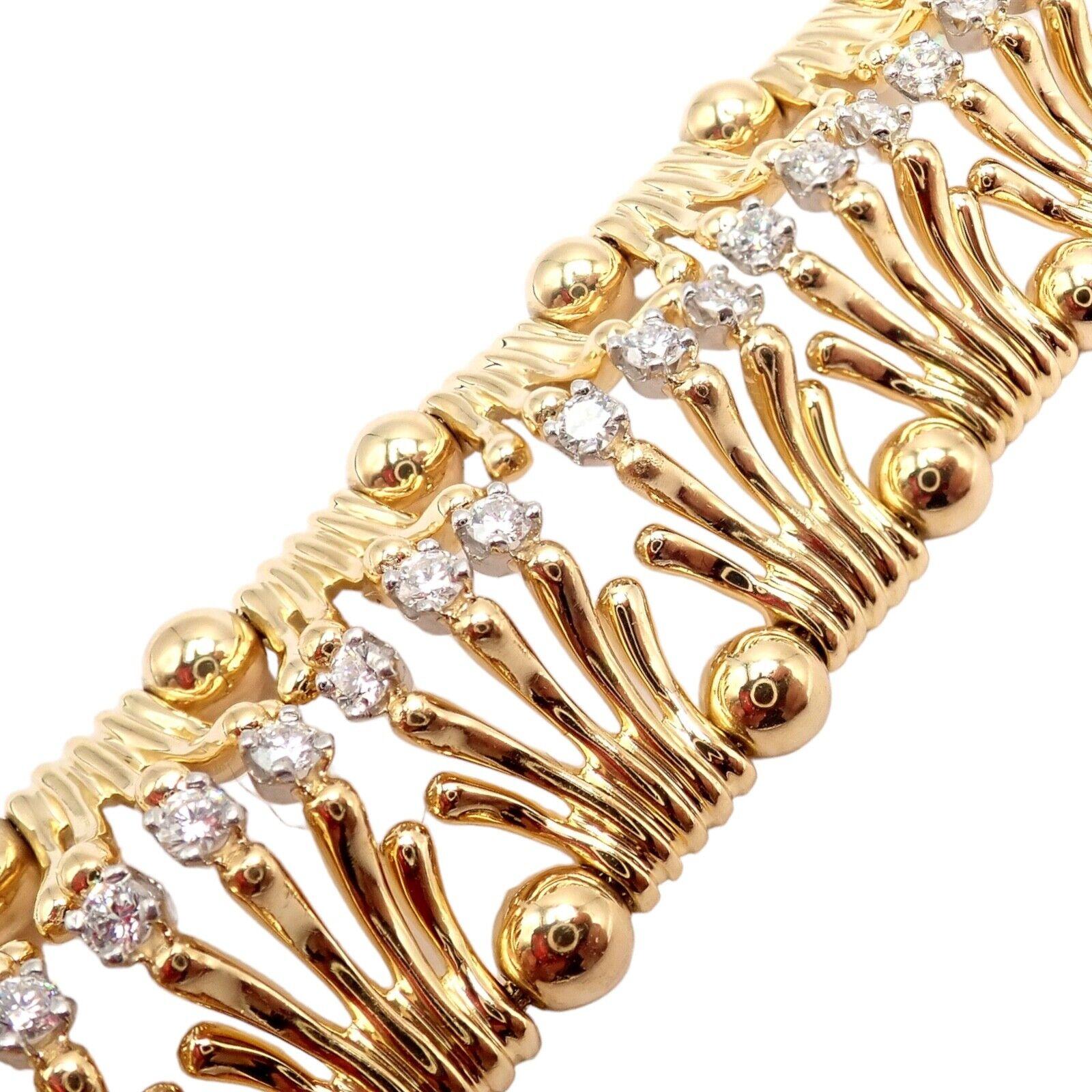 Tiffany & Co Jean Schlumberger Diamond Yellow Gold And Platinum Hands Bracelet For Sale 1