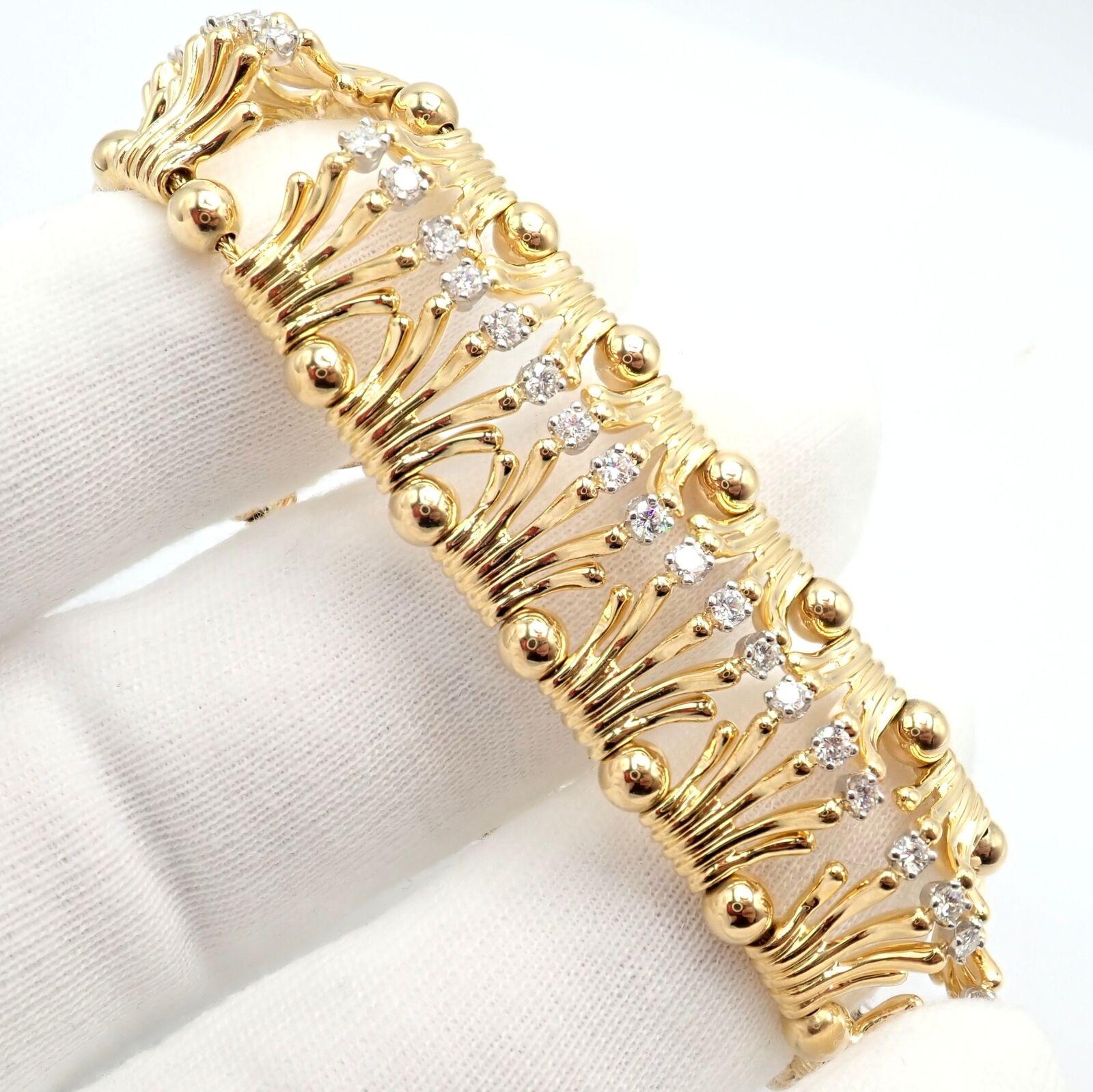 Tiffany & Co Jean Schlumberger Diamond Yellow Gold And Platinum Hands Bracelet For Sale 3