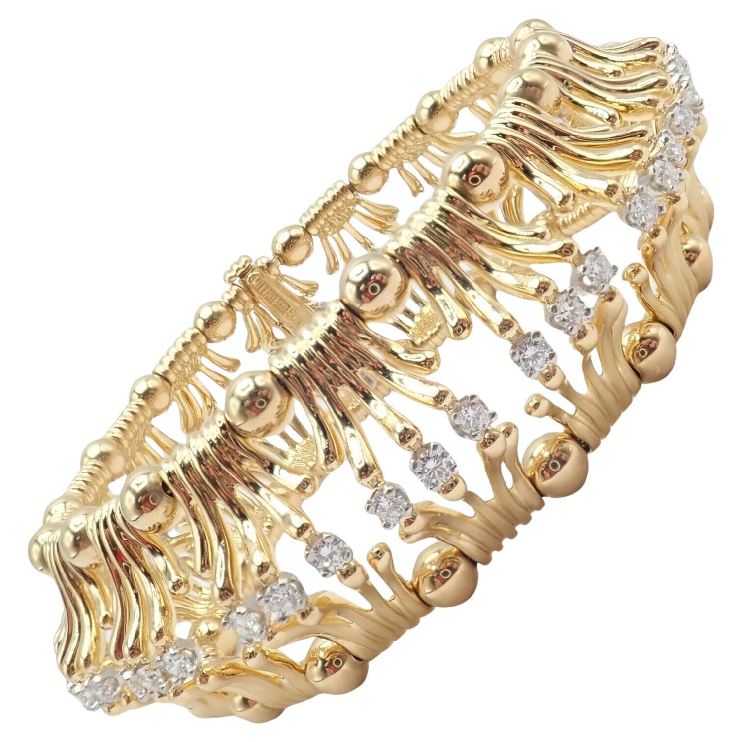 Tiffany & Co Jean Schlumberger Diamond Yellow Gold And Platinum Hands Bracelet For Sale