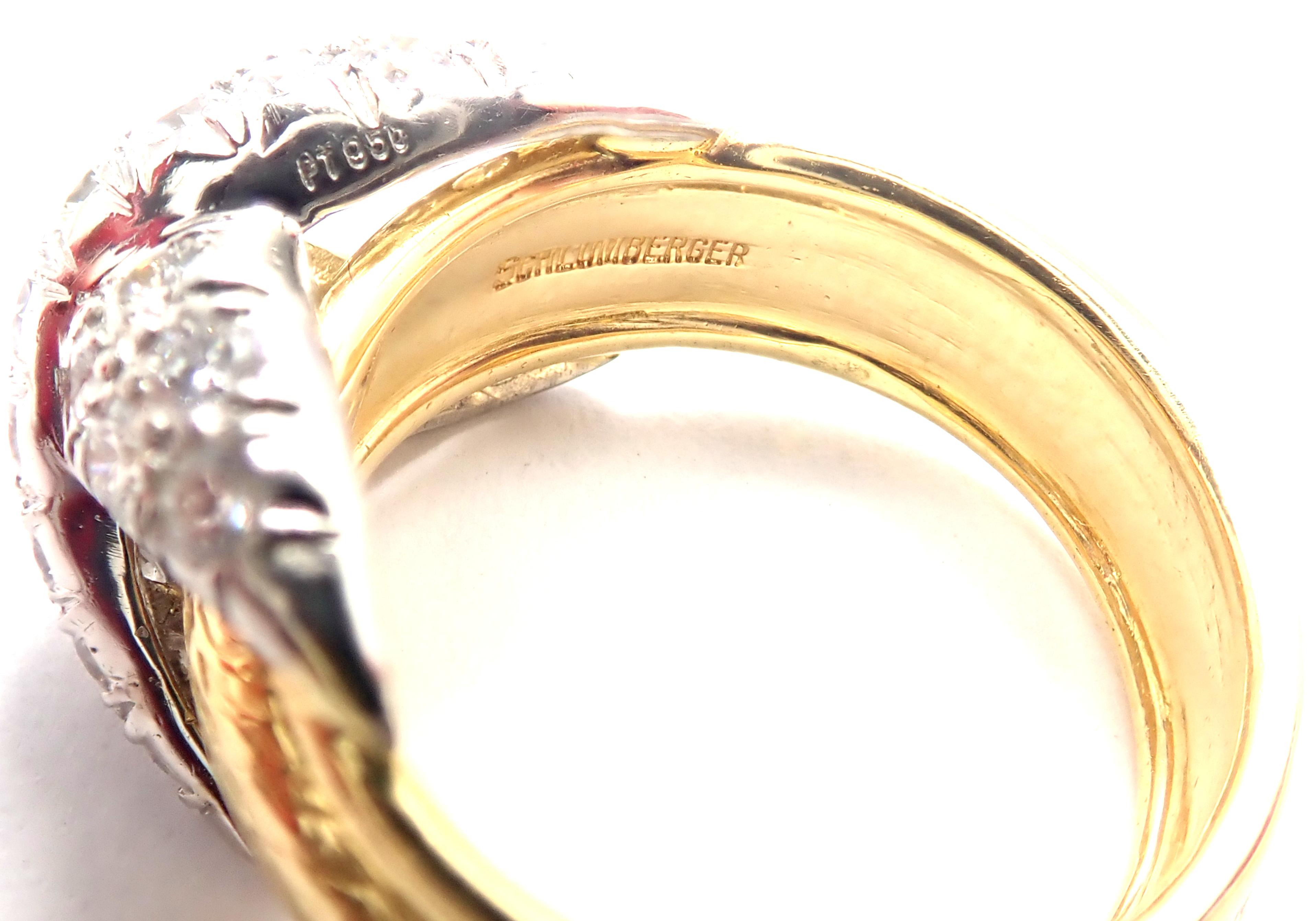 Tiffany & Co. Jean Schlumberger Diamond X Yellow Gold and Platinum Band Ring 2
