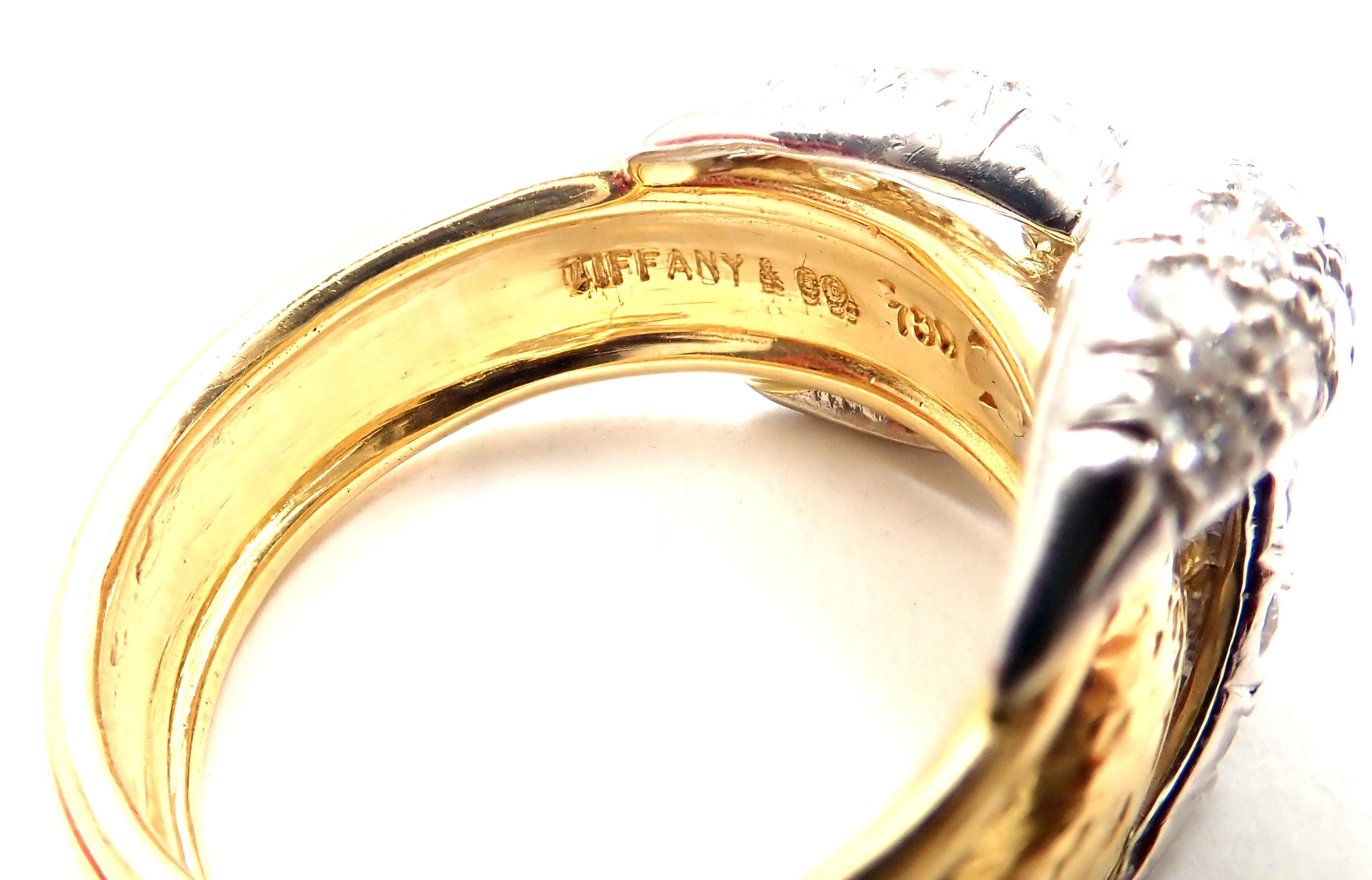 Tiffany & Co. Jean Schlumberger Diamond X Yellow Gold and Platinum Band Ring 1