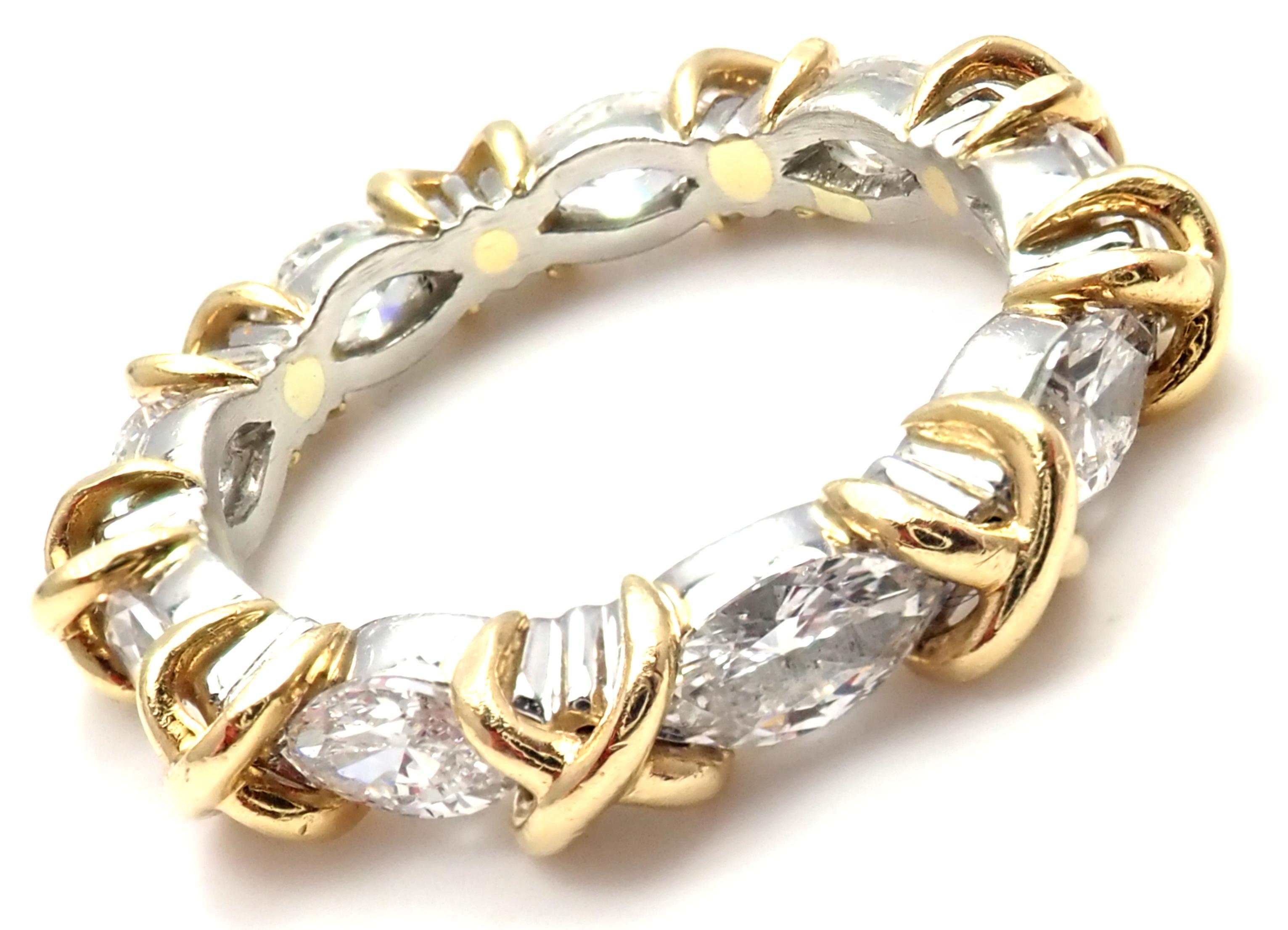 Tiffany & Co. Jean Schlumberger Diamond Yellow Gold and Platinum Band Ring 6