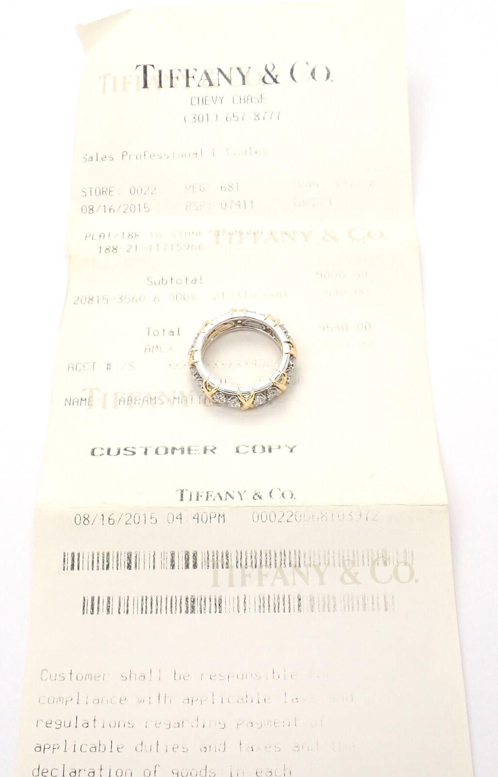 Tiffany & Co. Jean Schlumberger Diamond Yellow Gold and Platinum Band Ring In Excellent Condition In Holland, PA
