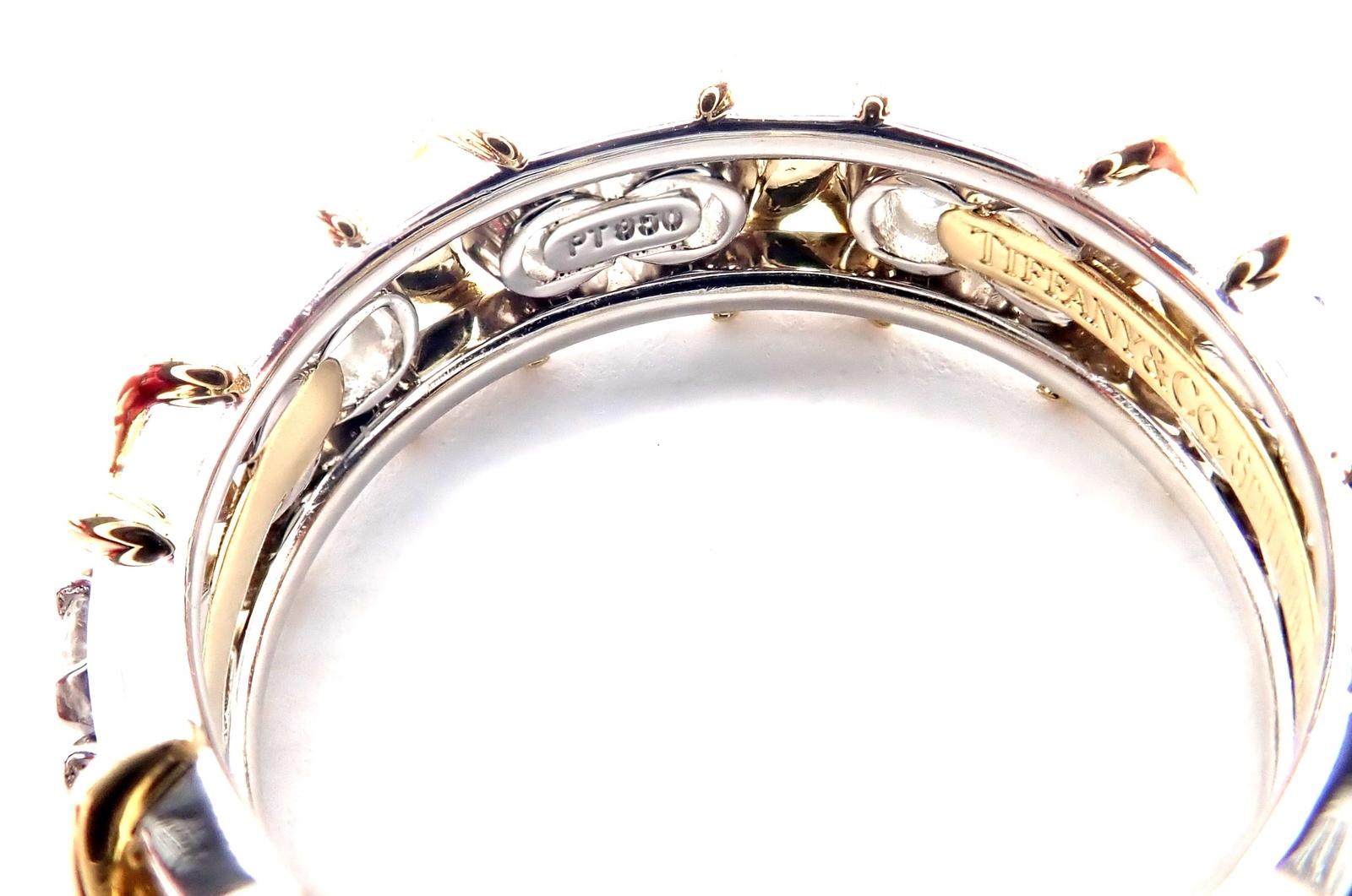 Tiffany & Co. Jean Schlumberger Diamond Yellow Gold and Platinum Band Ring For Sale 1