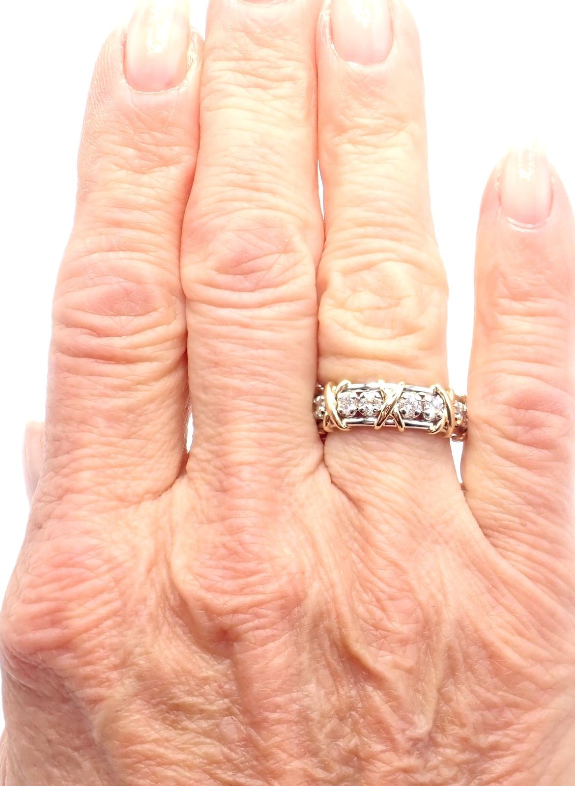 Tiffany & Co. Jean Schlumberger Diamond Yellow Gold and Platinum Band Ring For Sale 2