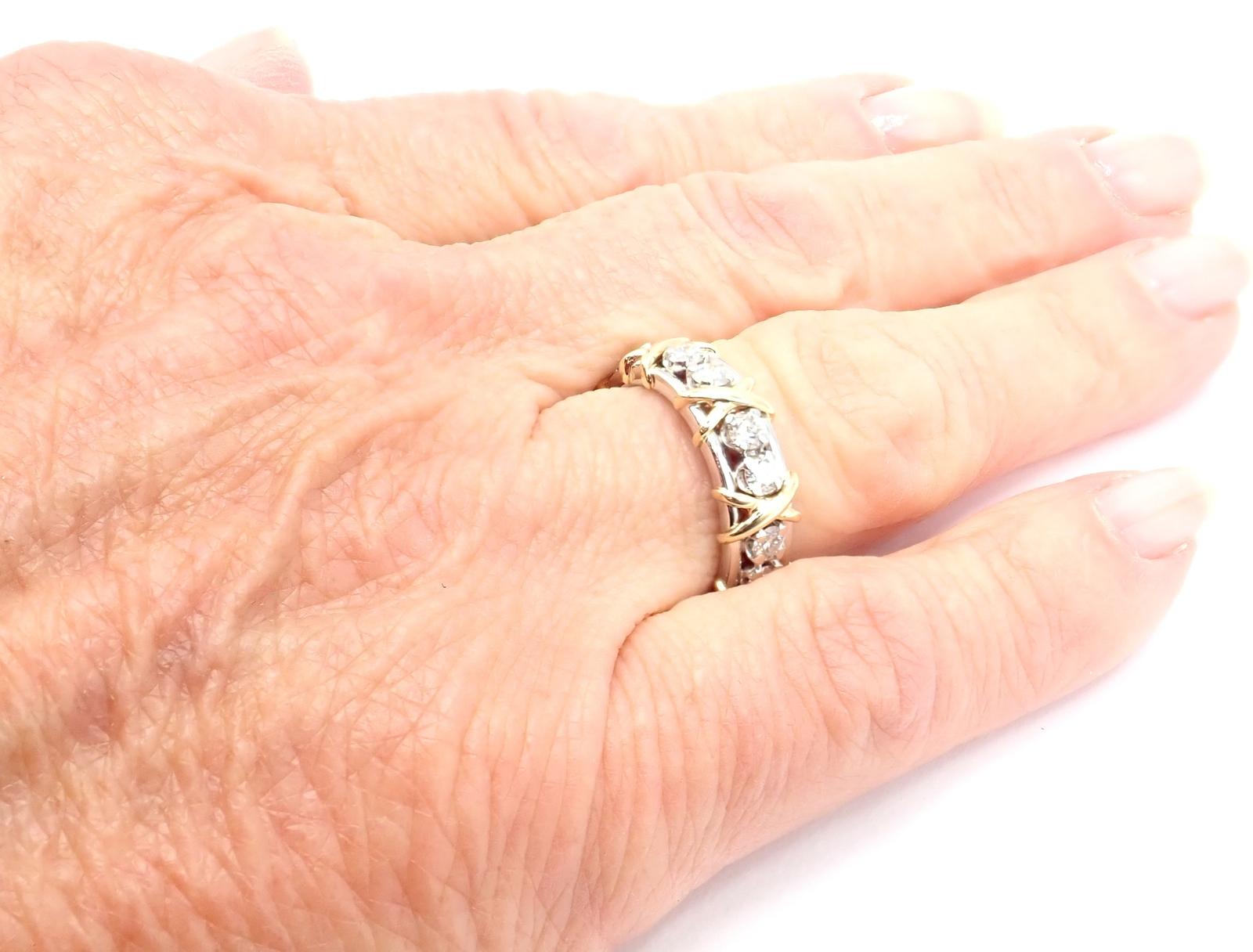 Tiffany & Co. Jean Schlumberger Diamond Yellow Gold and Platinum Band Ring For Sale 3