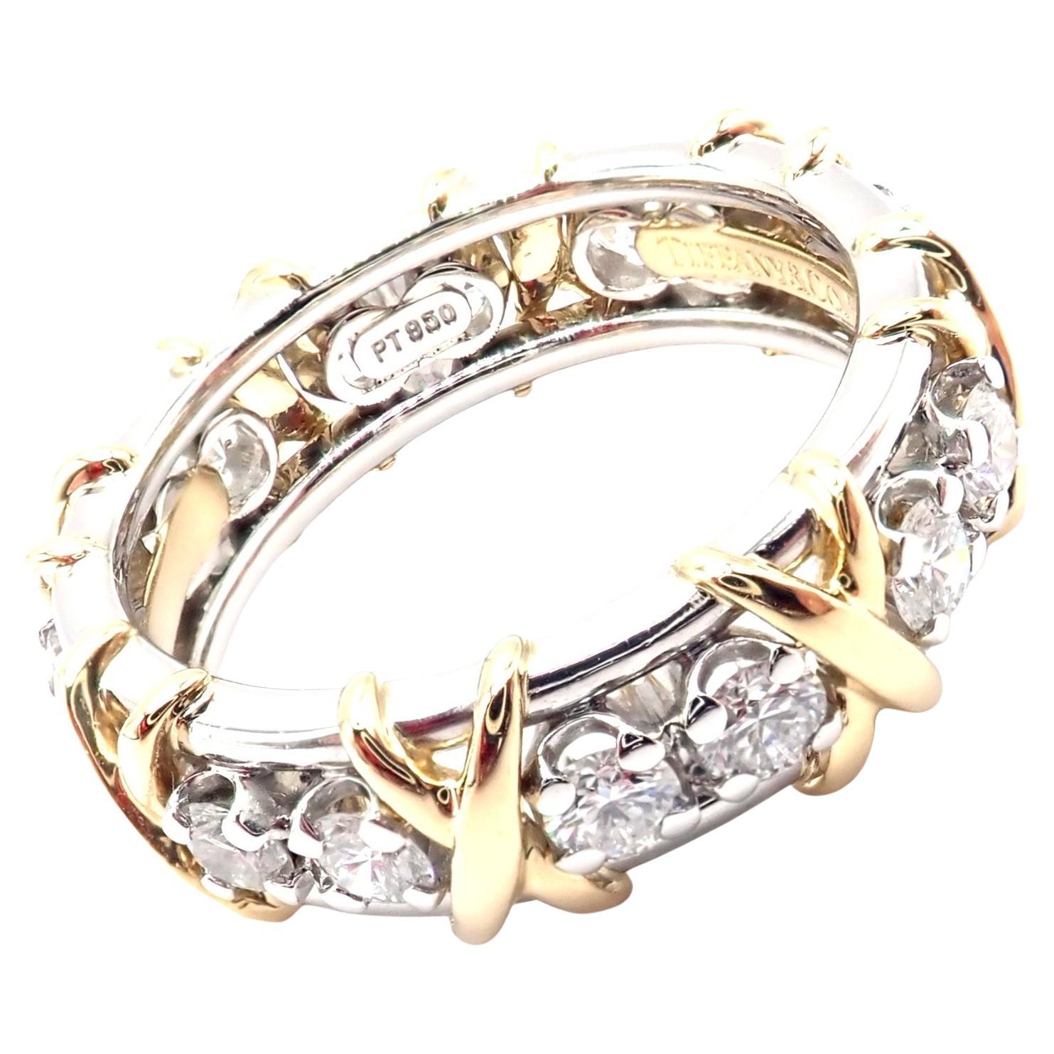 Tiffany & Co. Jean Schlumberger Diamond Yellow Gold and Platinum Band Ring For Sale