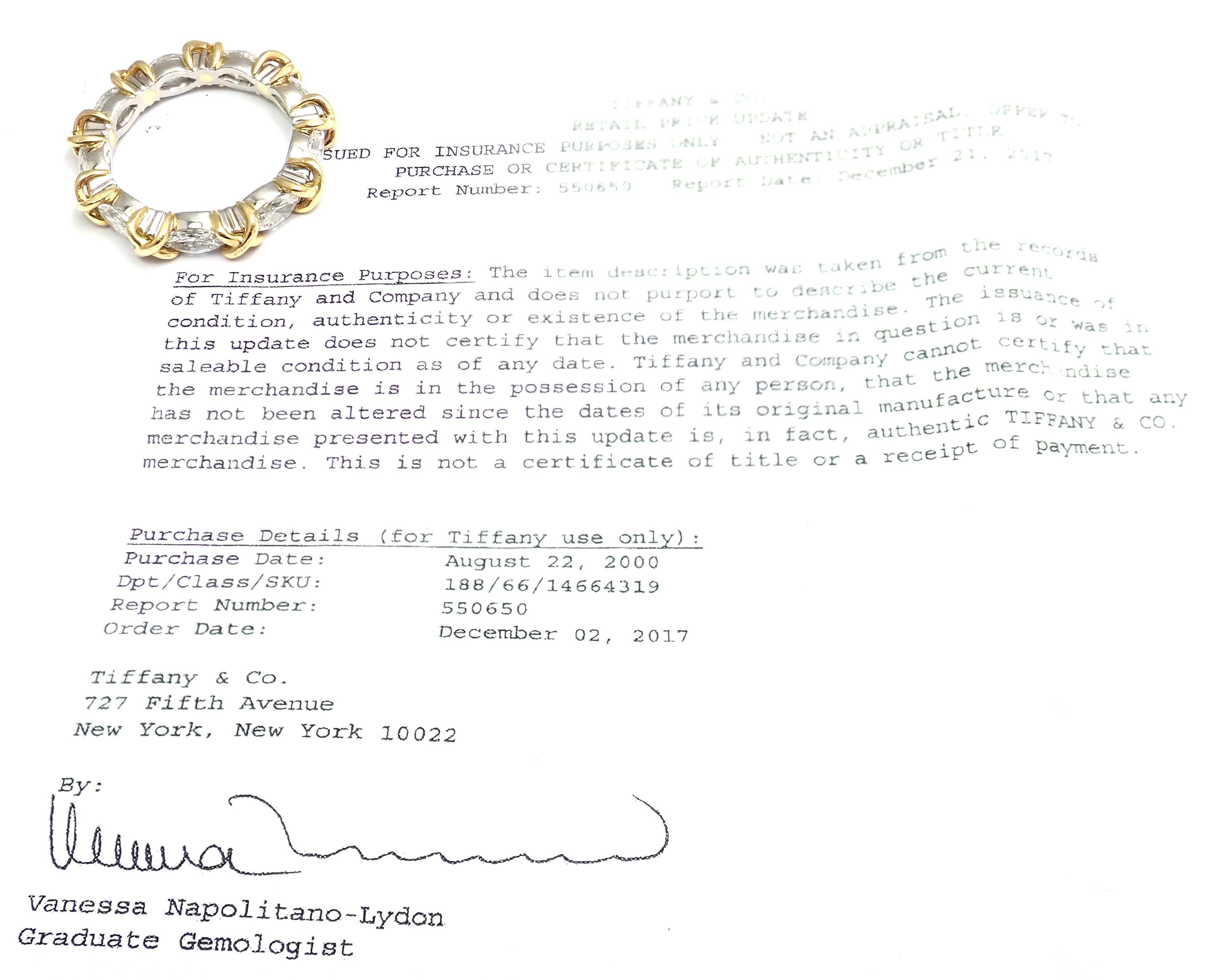 Women's or Men's Tiffany & Co. Jean Schlumberger Diamond Yellow Gold Platinum Band Ring