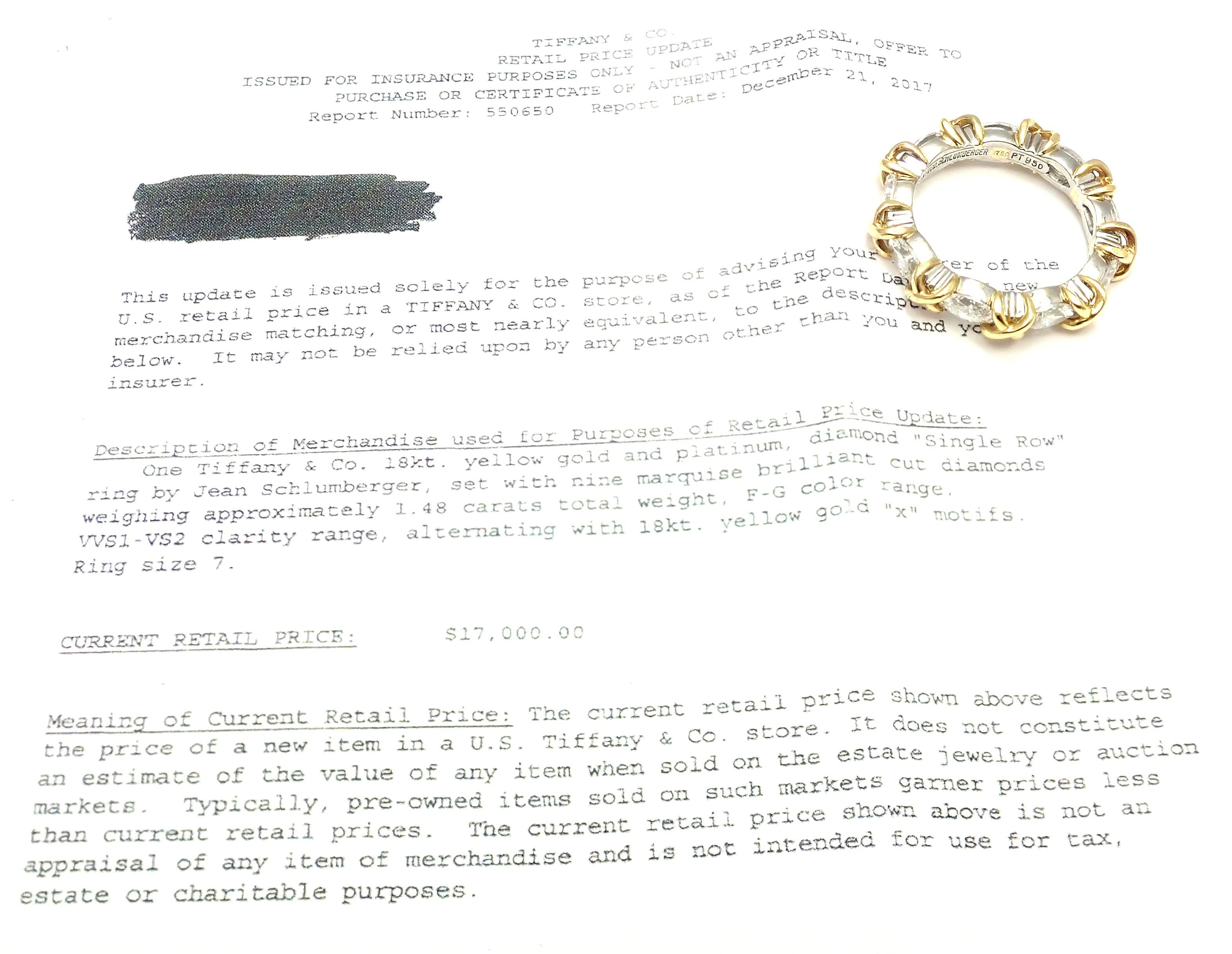 Tiffany & Co. Jean Schlumberger Diamond Yellow Gold Platinum Band Ring 1