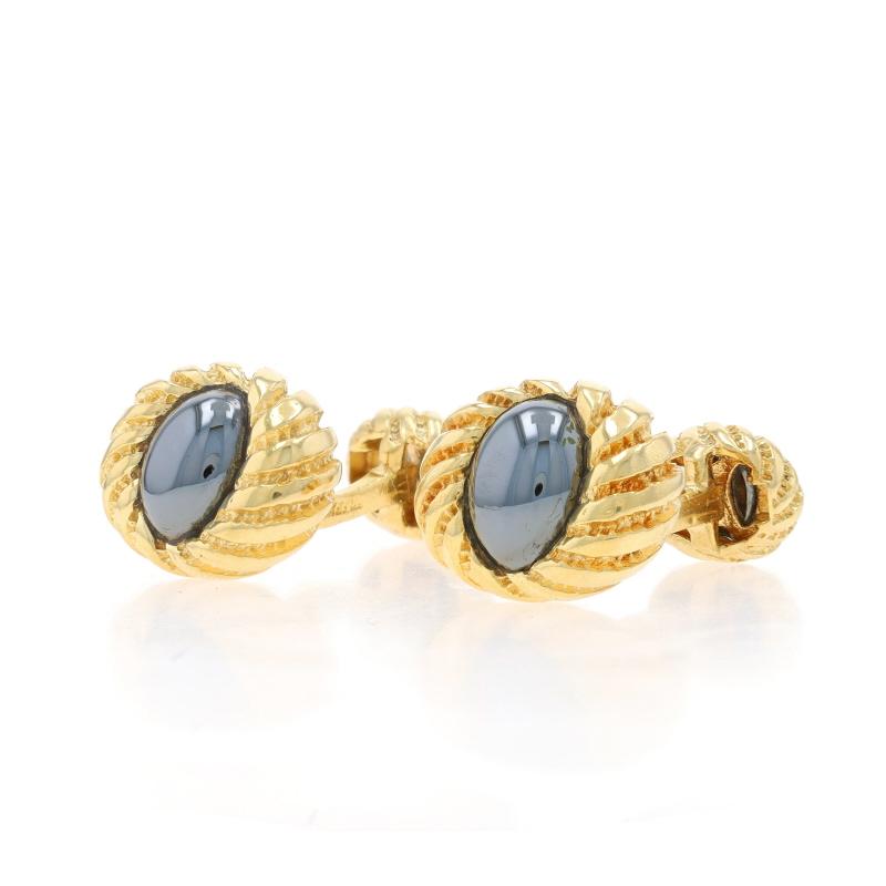 Oval Cut Tiffany & Co. Jean Schlumberger Hematite Men's Cufflinks - Yellow Gold 18k For Sale