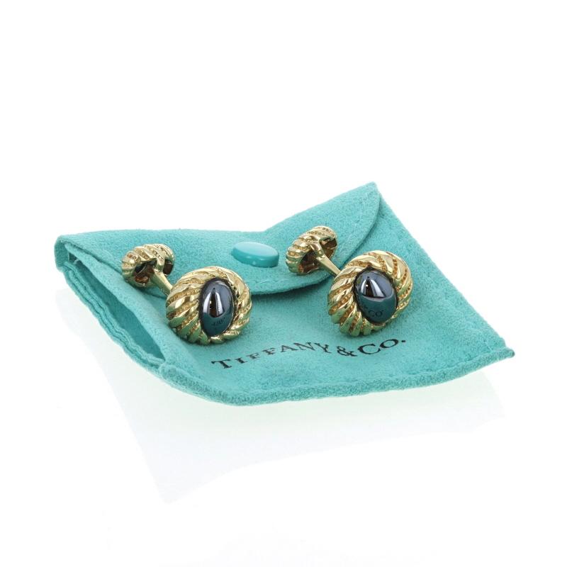 Tiffany & Co. Jean Schlumberger Hematite Men's Cufflinks - Yellow Gold 18k For Sale 2