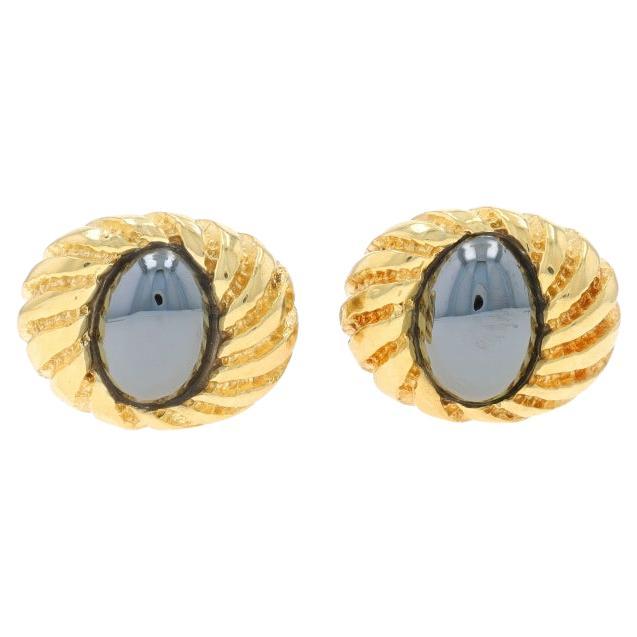 Tiffany & Co. Jean Schlumberger Hematite Men's Cufflinks - Yellow Gold 18k For Sale
