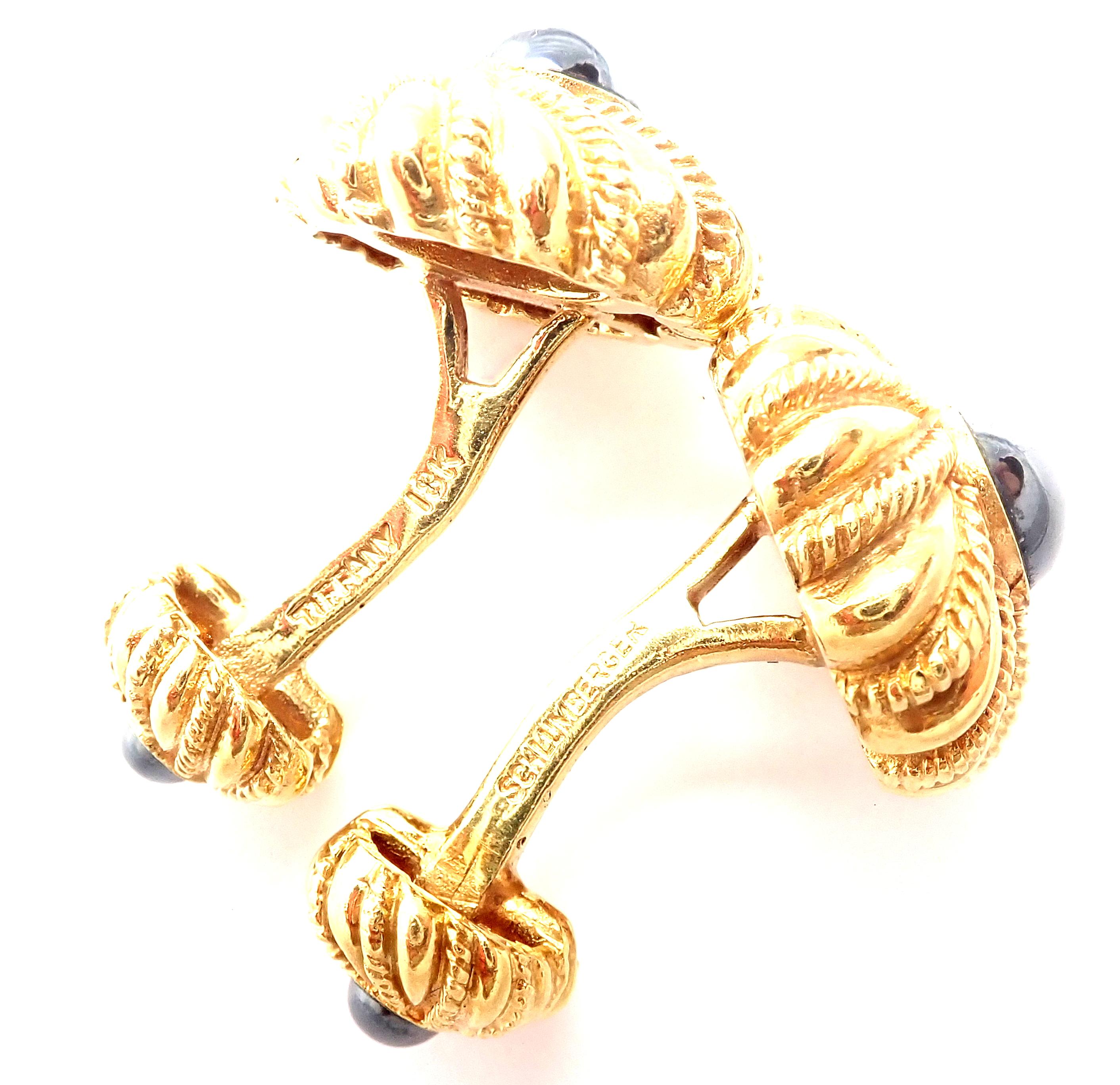 Tiffany & Co. Jean Schlumberger Hematite Yellow Gold Cufflinks For Sale 1