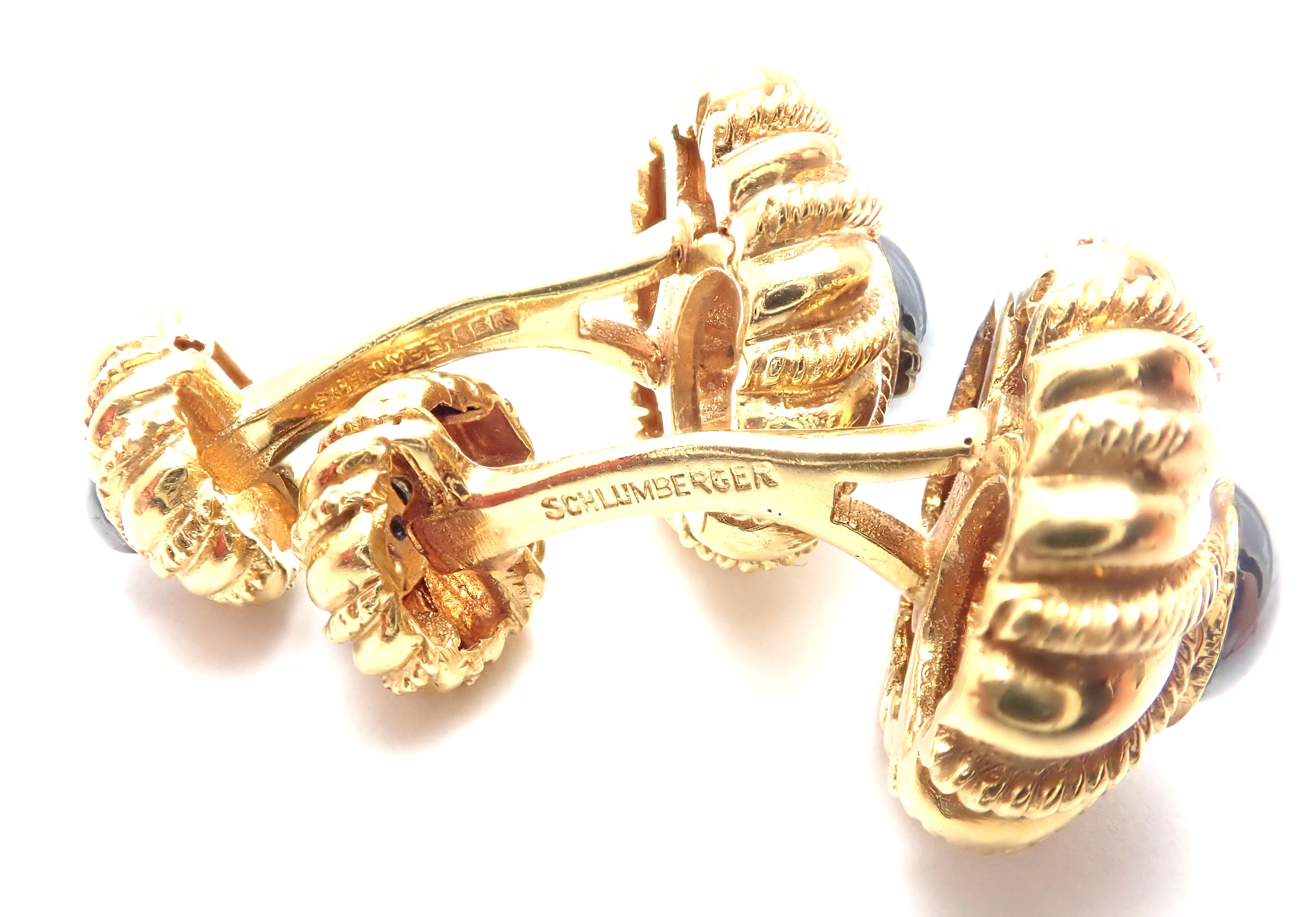Tiffany & Co. Jean Schlumberger Hematite Yellow Gold Cufflinks For Sale 3