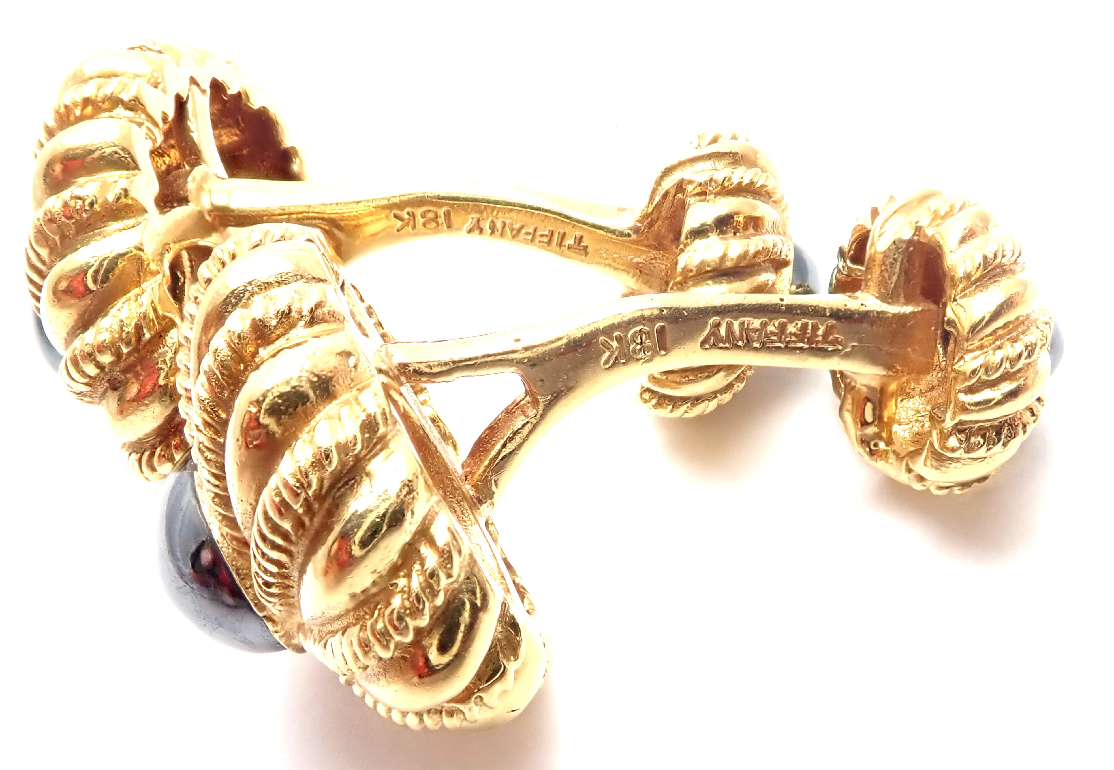 Tiffany & Co. Jean Schlumberger Hematite Yellow Gold Cufflinks For Sale 3