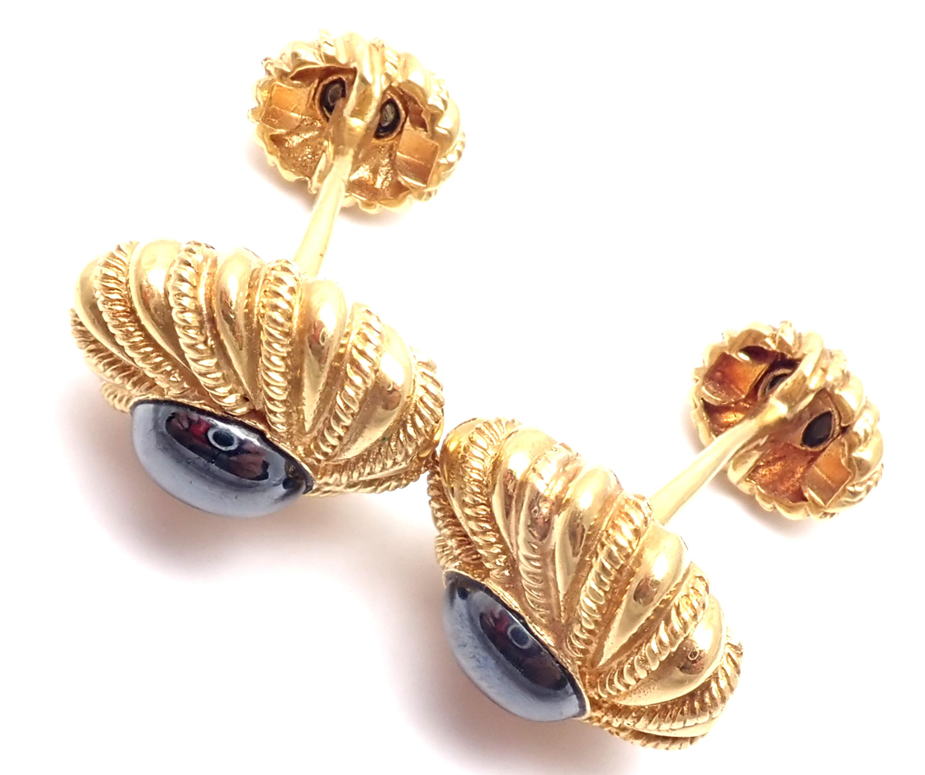 Tiffany & Co. Jean Schlumberger Hematite Yellow Gold Cufflinks For Sale 5