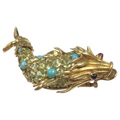Tiffany & Co. Jean Schlumberger Iconic Gold and Gem Set Fish Brooch