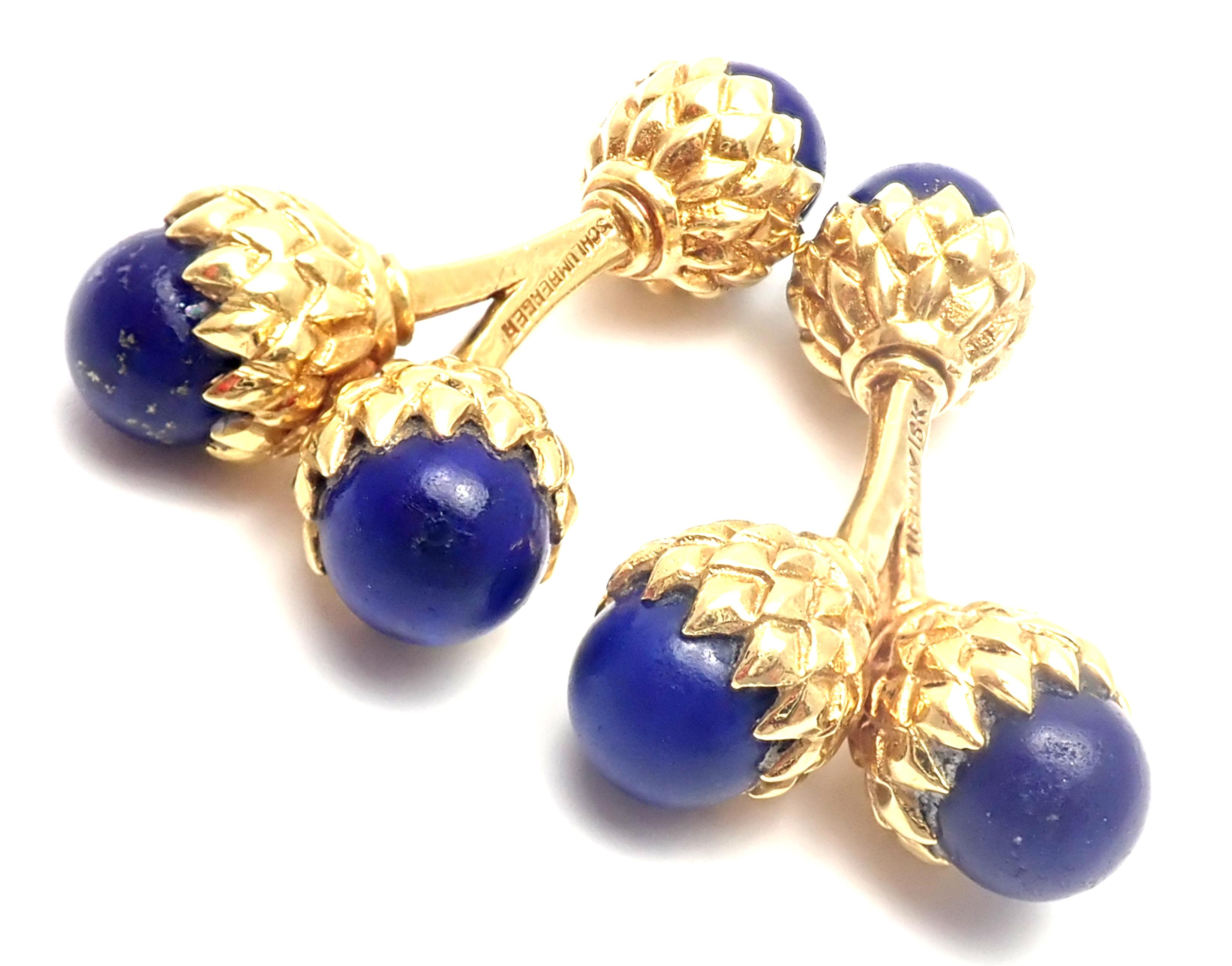 Tiffany & Co. Jean Schlumberger Lapis Lazuli Double Acorn Yellow Gold Cufflinks 1
