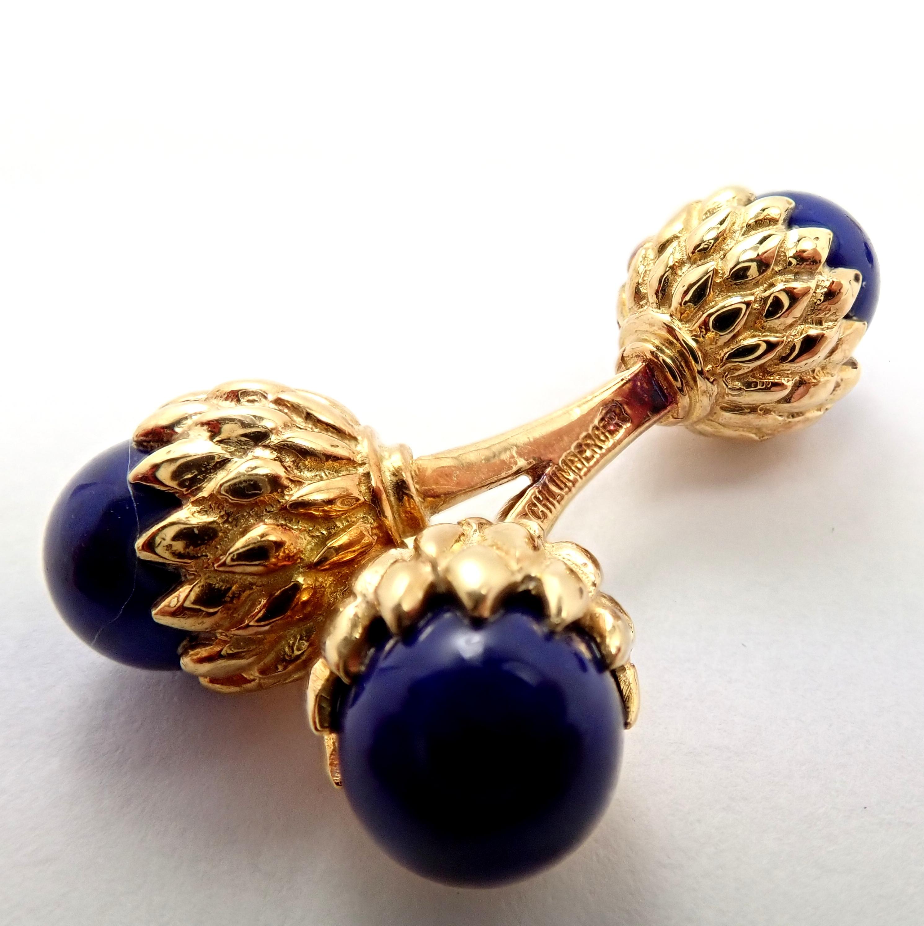Cabochon Tiffany & Co. Jean Schlumberger Lapis Lazuli Double Acorn Yellow Gold Cufflinks