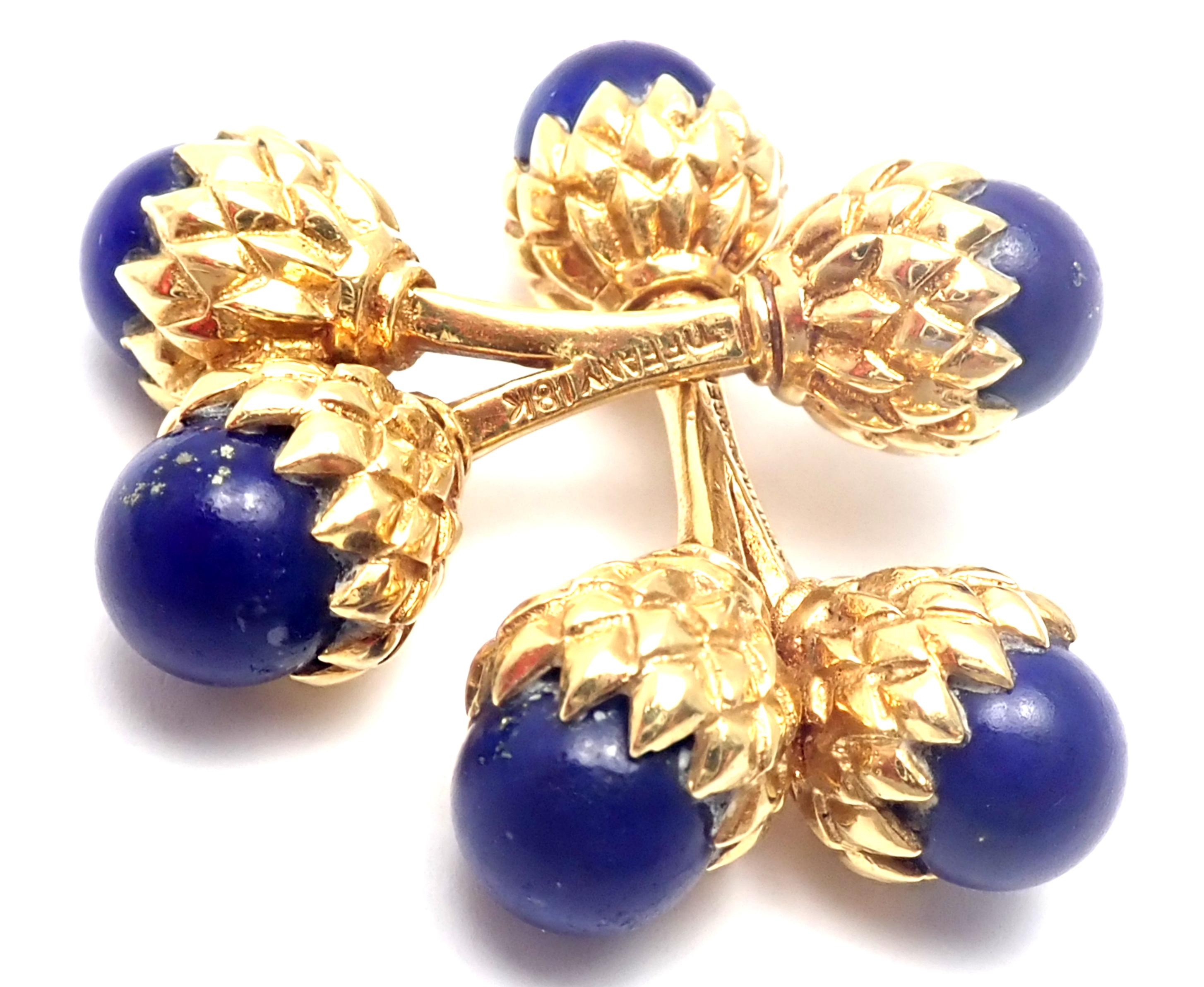 Tiffany & Co. Jean Schlumberger Lapis Lazuli Double Acorn Yellow Gold Cufflinks 3
