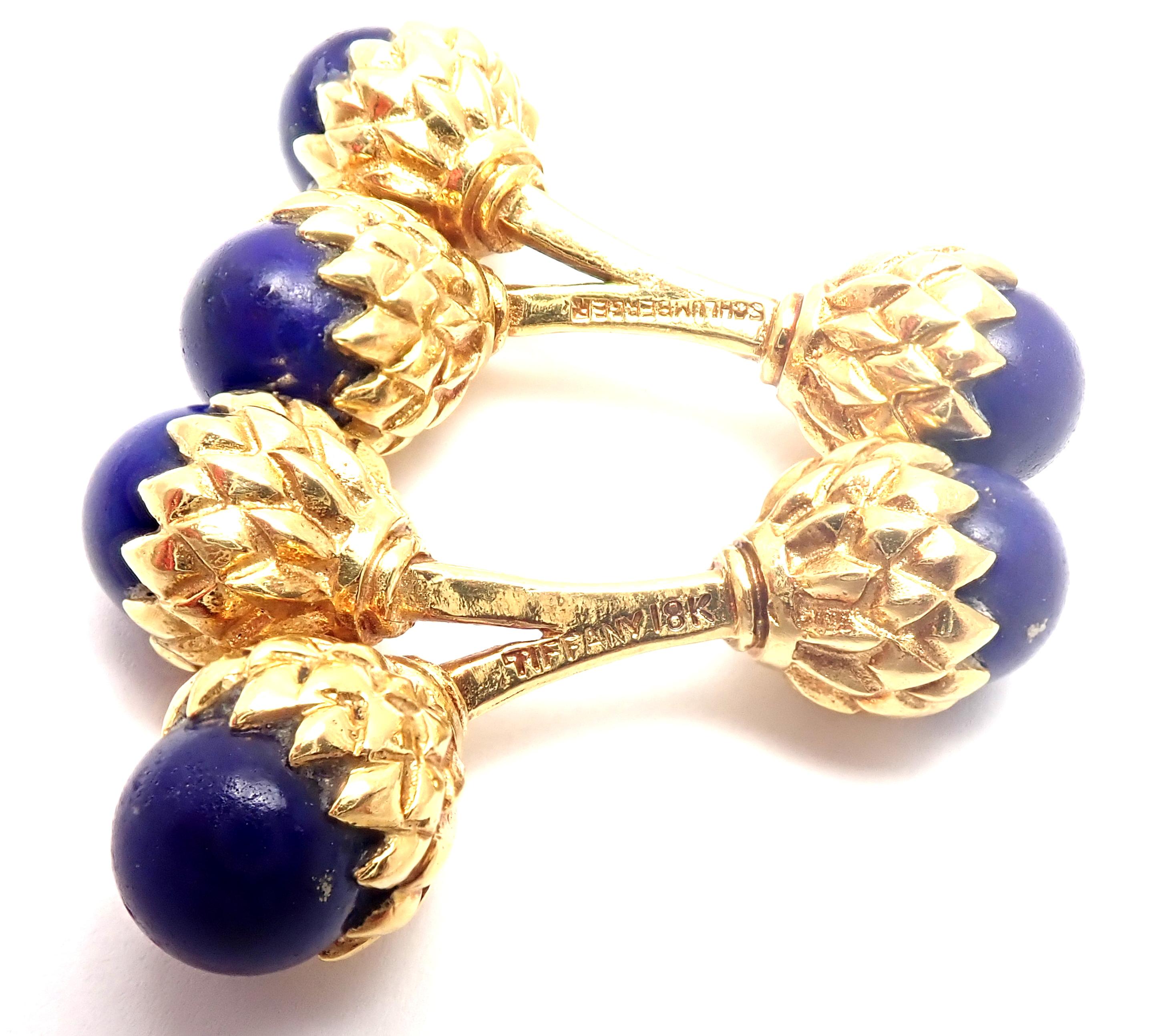 Tiffany & Co. Jean Schlumberger Lapis Lazuli Double Acorn Yellow Gold Cufflinks 4