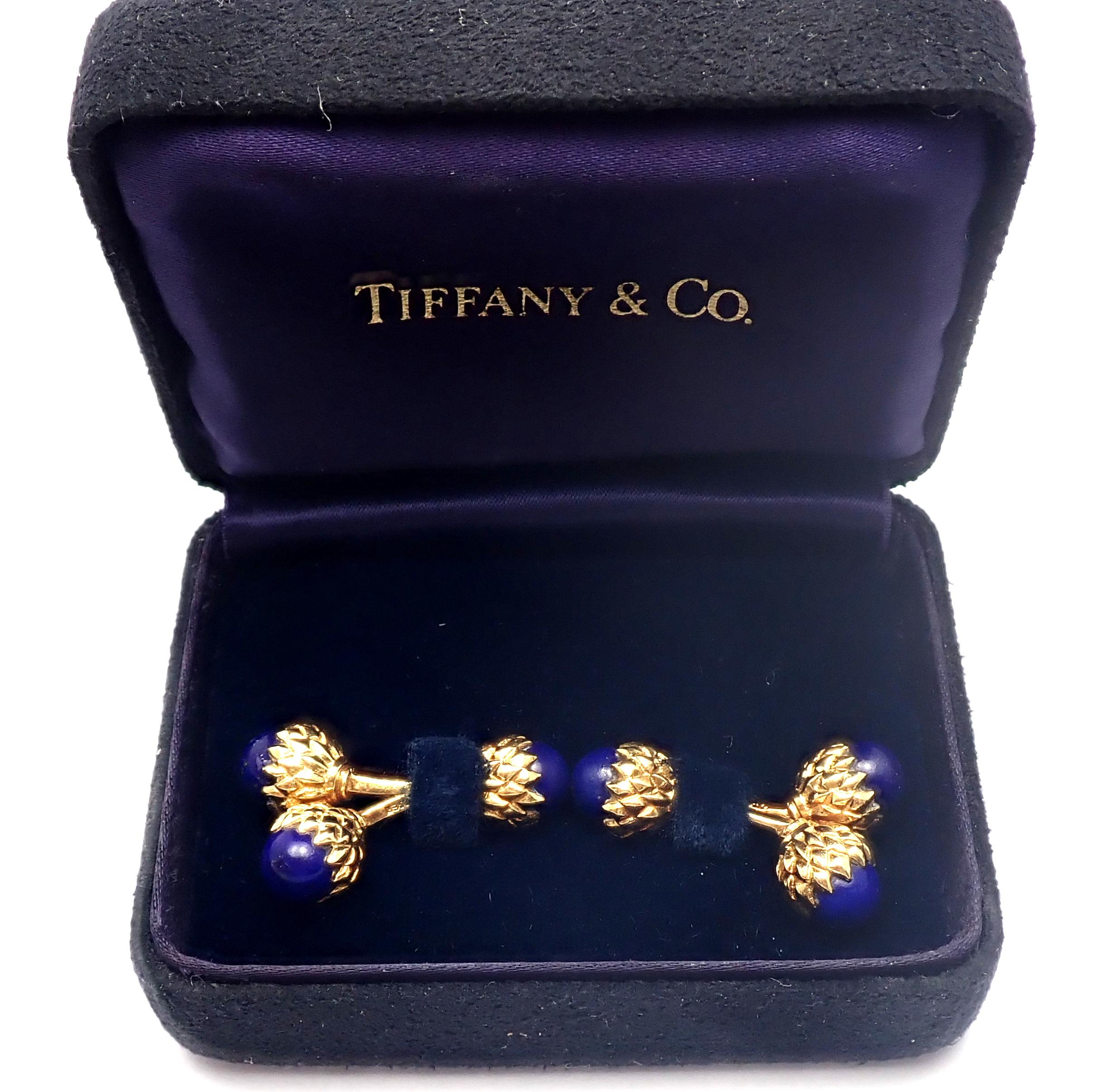 Tiffany & Co. Jean Schlumberger Lapis Lazuli Double Acorn Yellow Gold Cufflinks 5