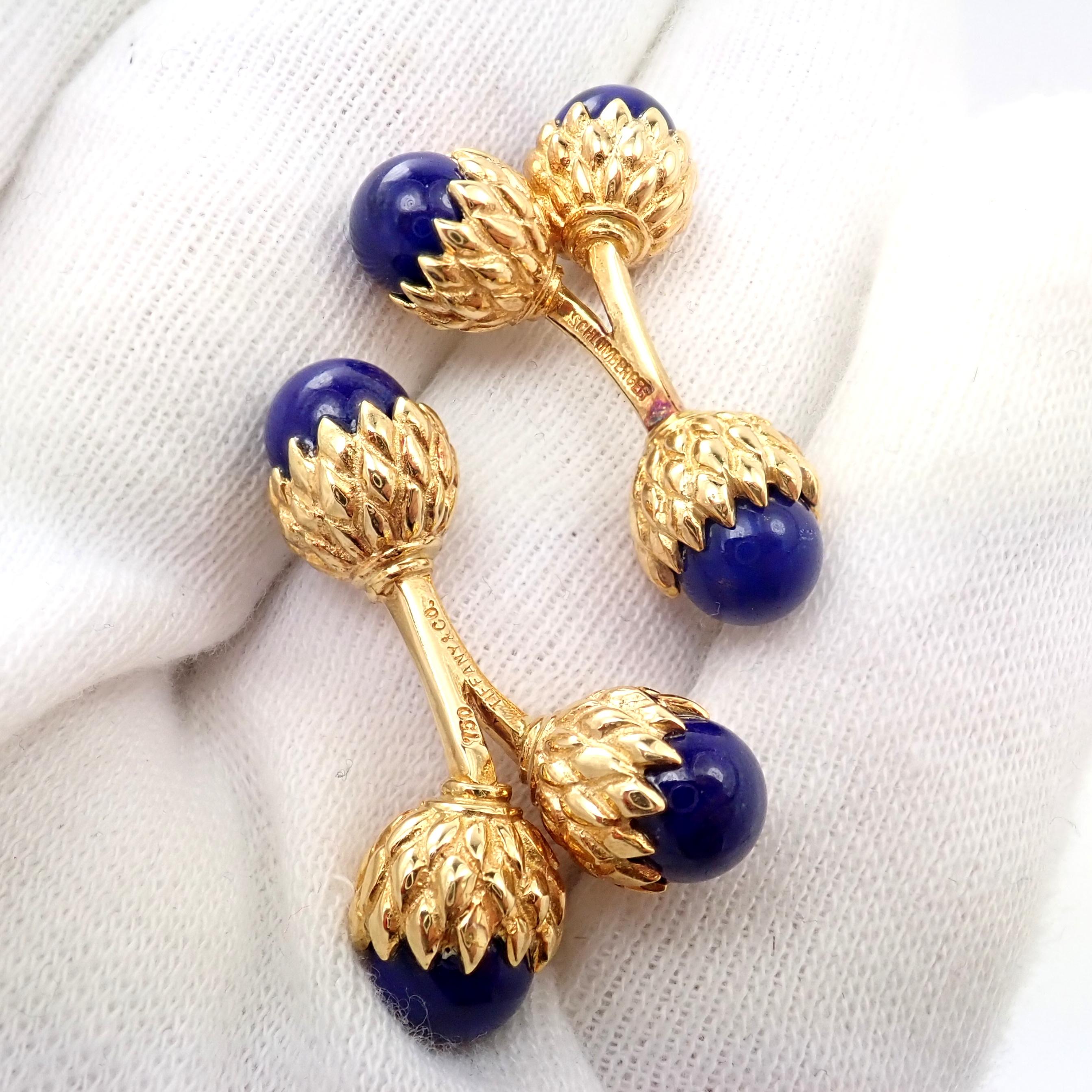 Tiffany & Co. Jean Schlumberger Lapis Lazuli Double Acorn Yellow Gold Cufflinks 1