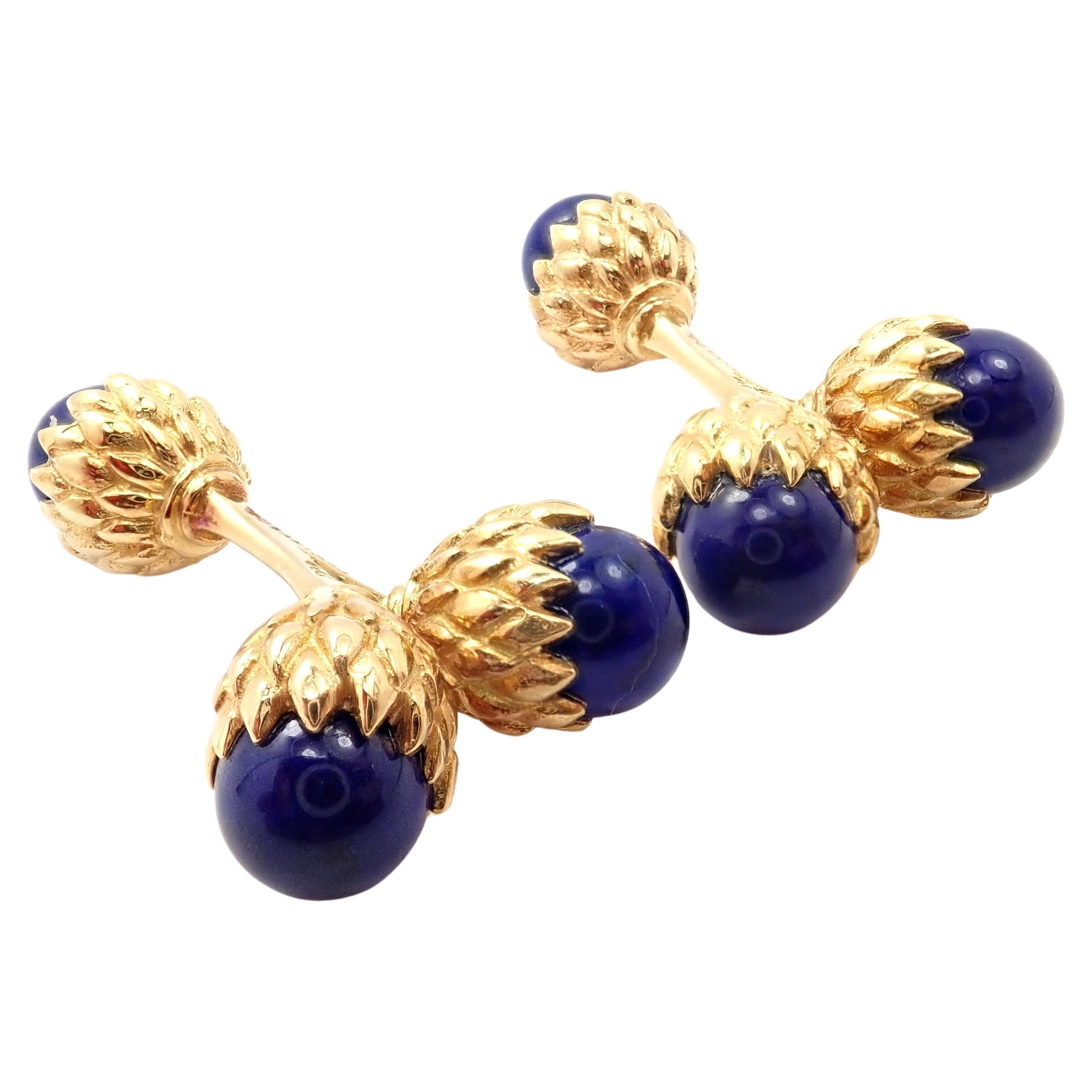 Tiffany & Co. Jean Schlumberger Lapis Lazuli Double Acorn Yellow Gold Cufflinks