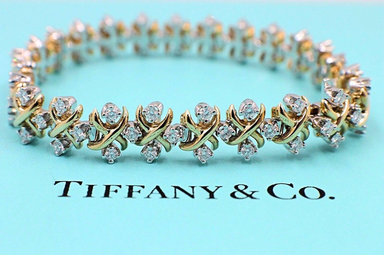 Tiffany & Co Jean Schlumberger Lynn Diamond Bracelet 2.77 TCW 18kt YG Platinum 2