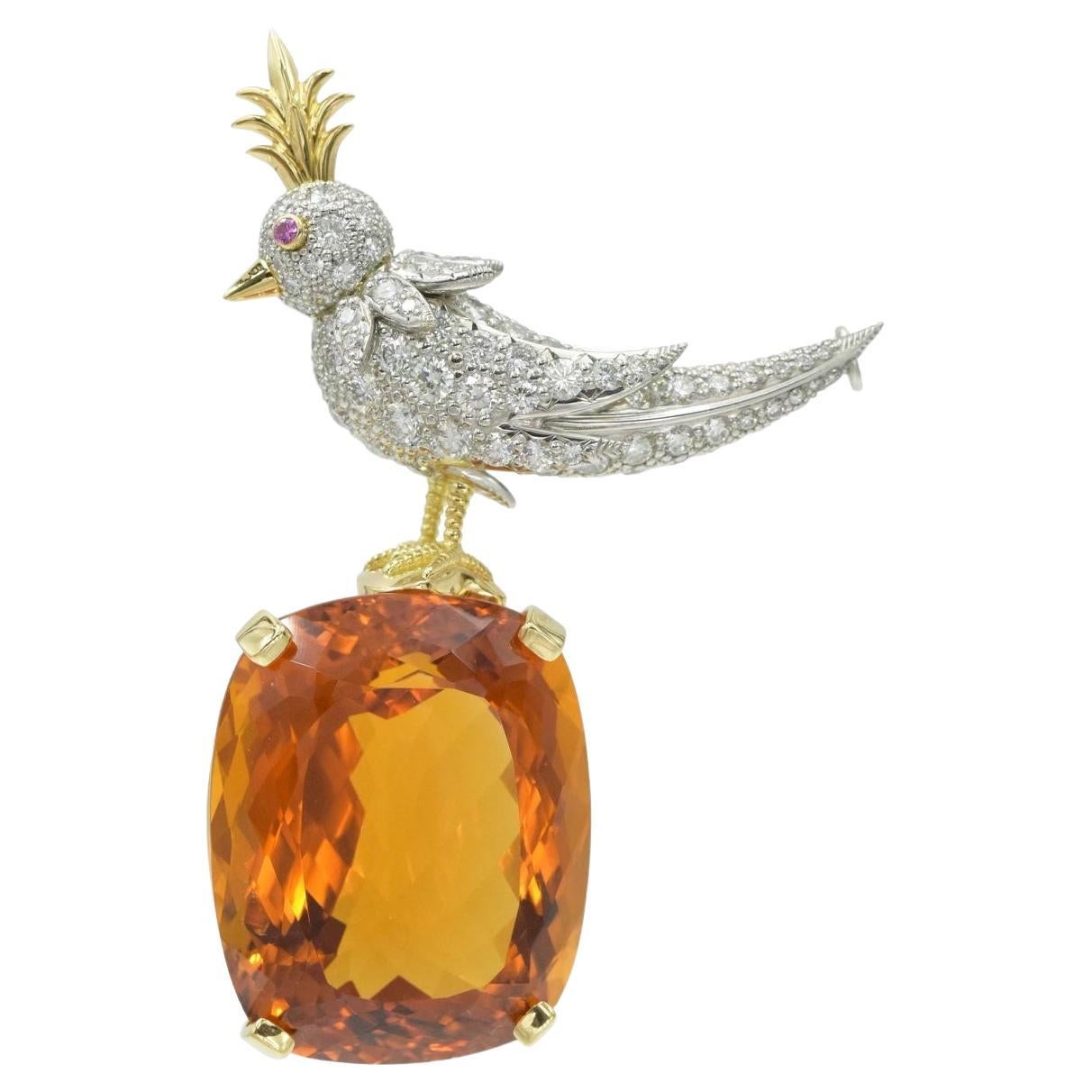 Tiffany and Co. Jean Schlumberger Ibex Diamond Ruby Gold Platinum Pin