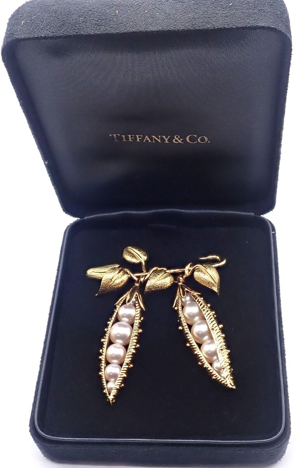 Bead Tiffany & Co Jean Schlumberger Peapod Cultured Pearl Yellow Gold Pin Brooch For Sale