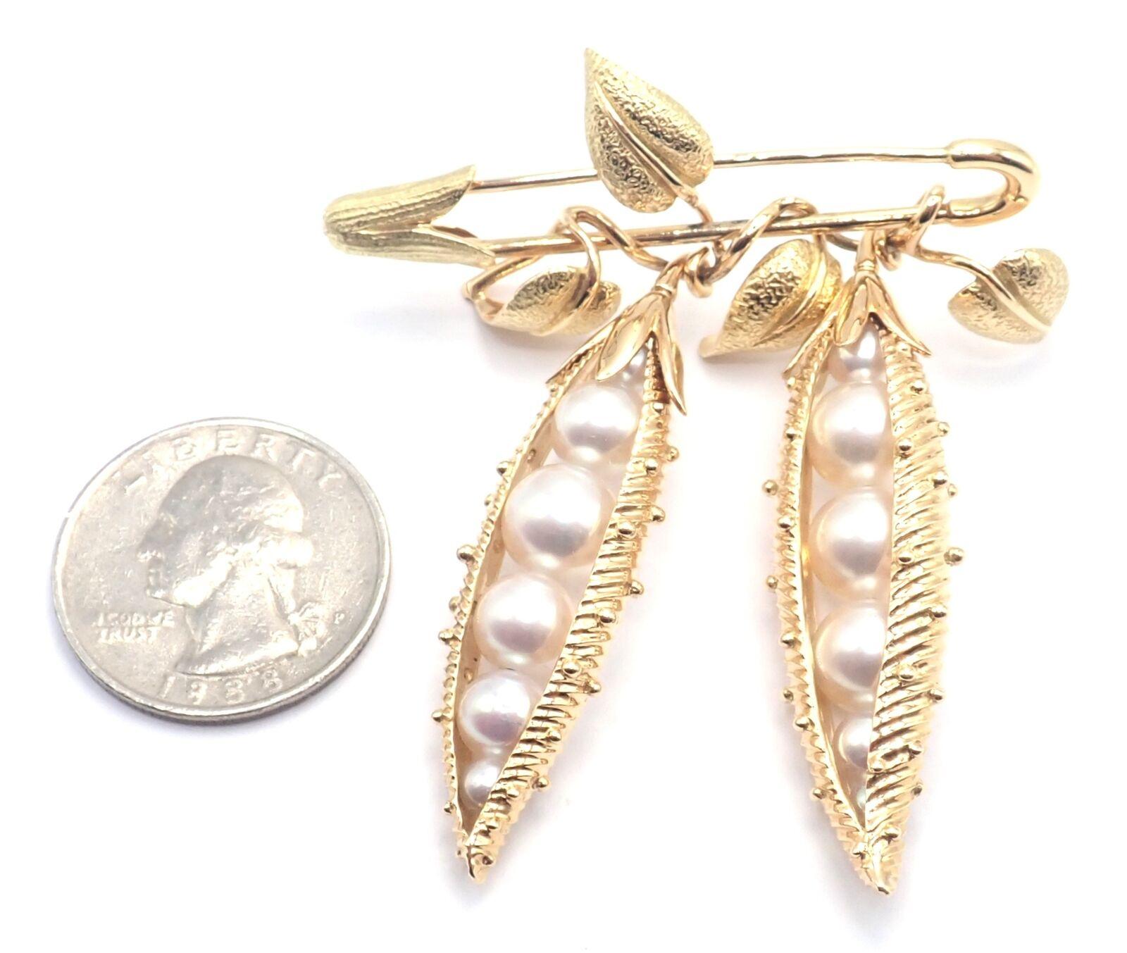 Tiffany & Co Jean Schlumberger Peapod Cultured Pearl Yellow Gold Pin Brooch For Sale 1