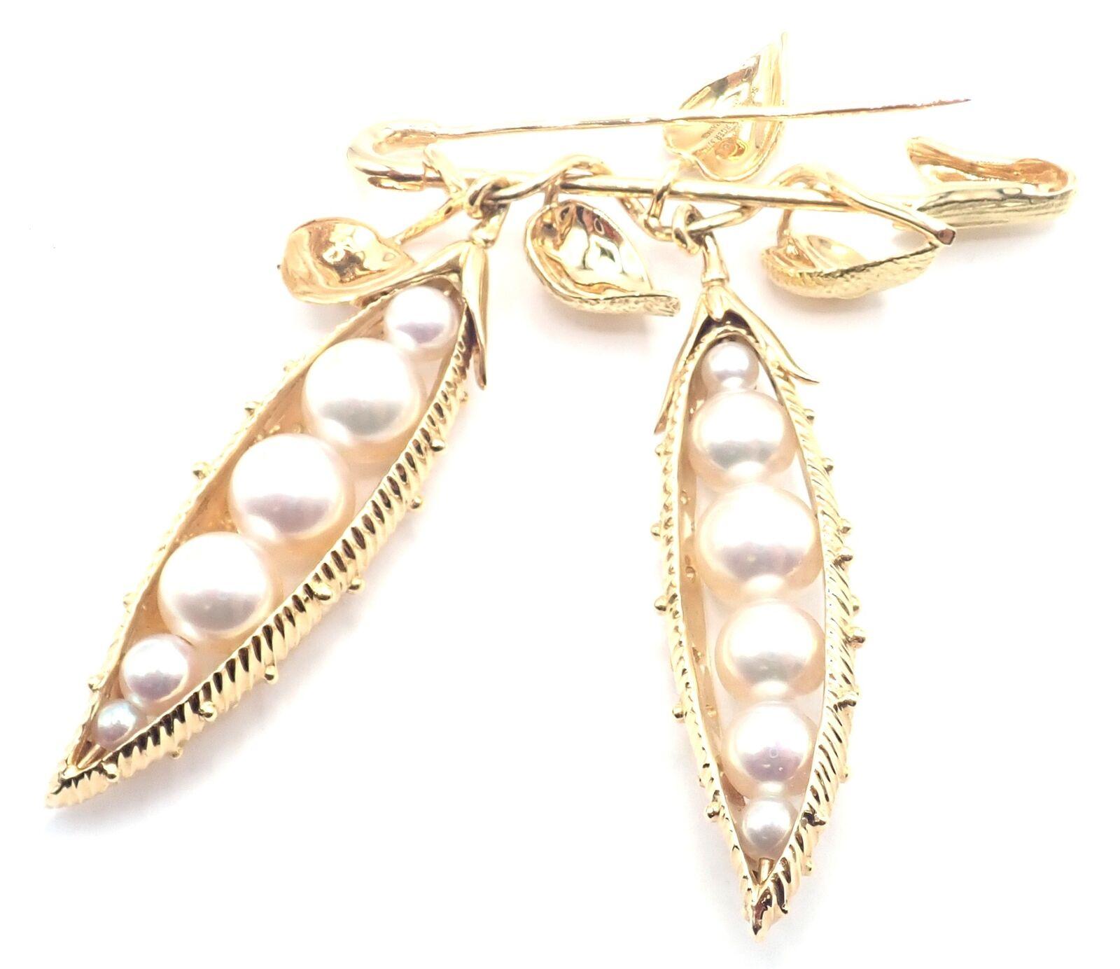 Tiffany & Co Jean Schlumberger Peapod Cultured Pearl Yellow Gold Pin Brooch For Sale 2