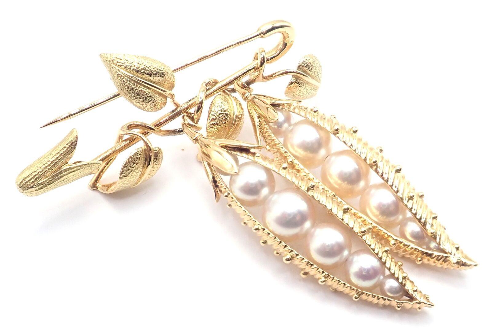 Tiffany & Co Jean Schlumberger Peapod Cultured Pearl Yellow Gold Pin Brooch For Sale 3