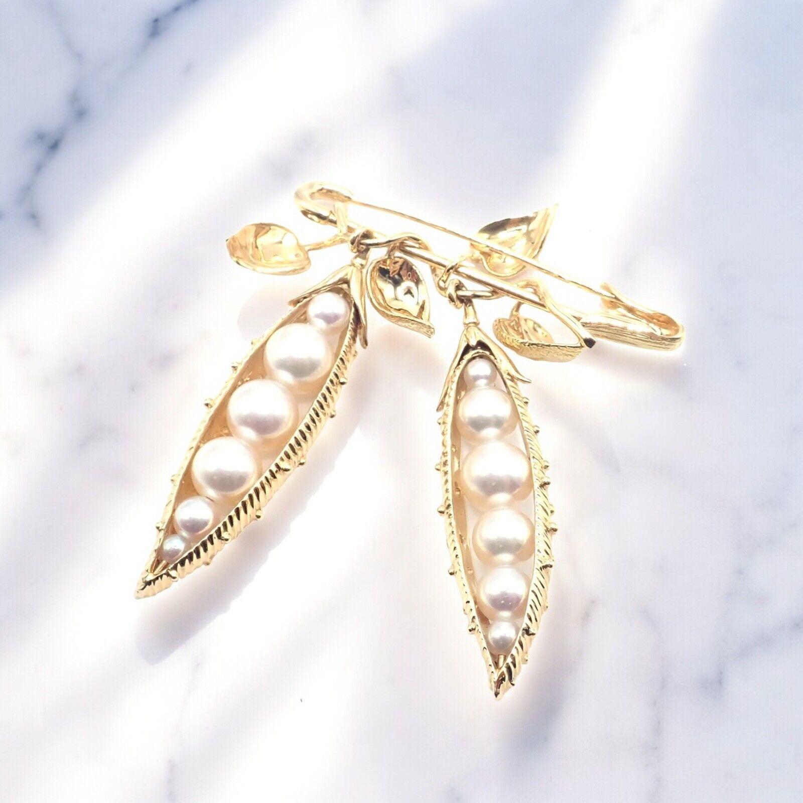 Tiffany & Co Jean Schlumberger Peapod Cultured Pearl Yellow Gold Pin Brooch For Sale 4